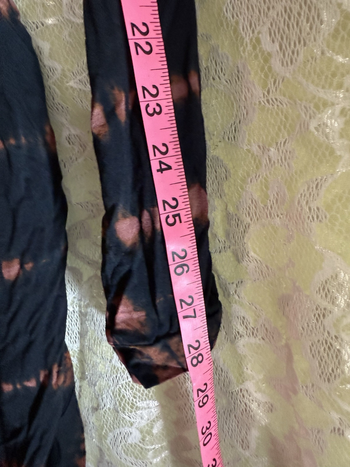 Hard Tail Pink Black Gray Tie Dye Dress side ruching xs/s euc long sleeve