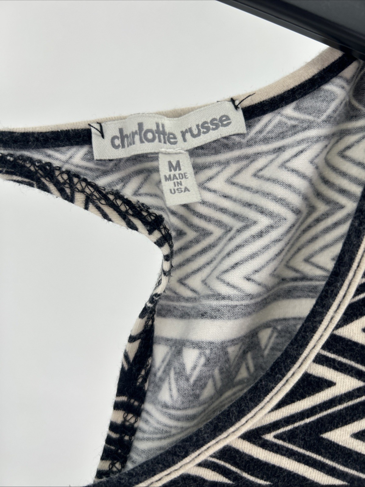 Charlotte Russe Womens Black White Geometric Tribal Skater Dress Keyhole Back M