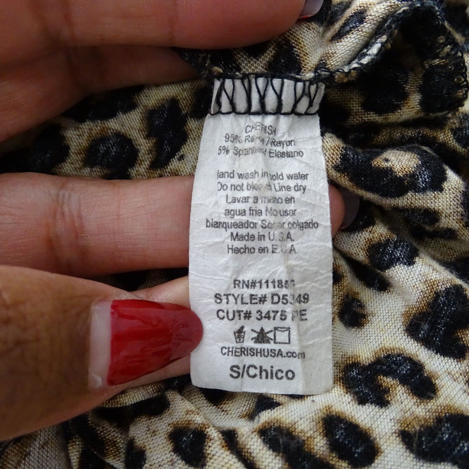 Cherish Leopard Animal Print Long Sleeve A-line Dress Women Size S Brown Tan
