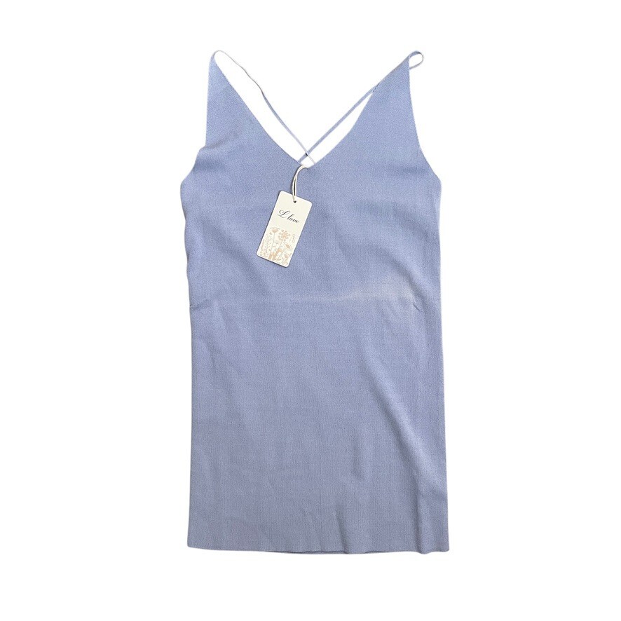 L Love Tank Dress Women’s Small Purple Sleeveless Shift Strappy V-Neck Mini