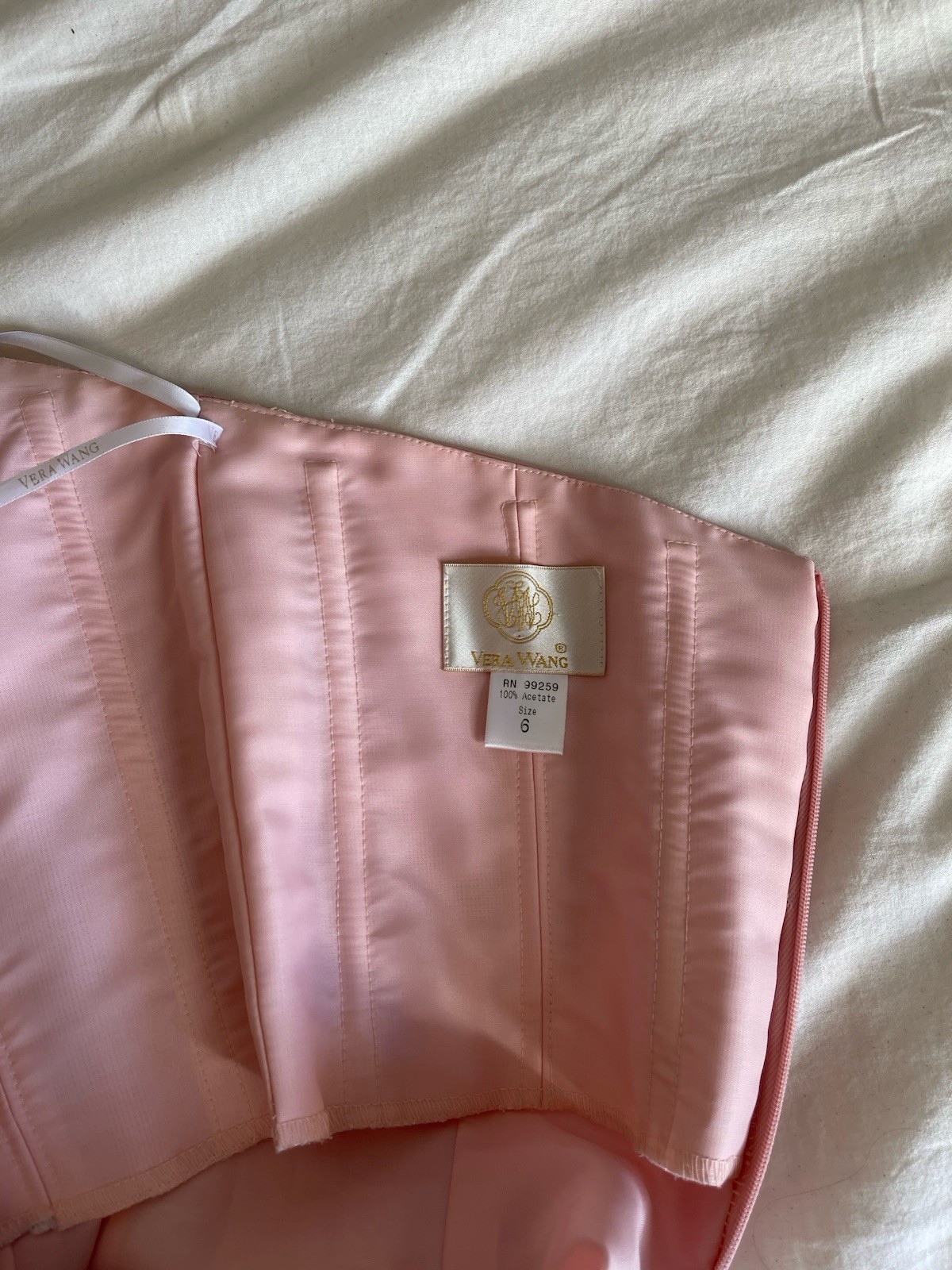 Vera Wang Dress Womens 6 Pink Strapless Taffeta Fit Flare Kick Pleat Formal FLAW