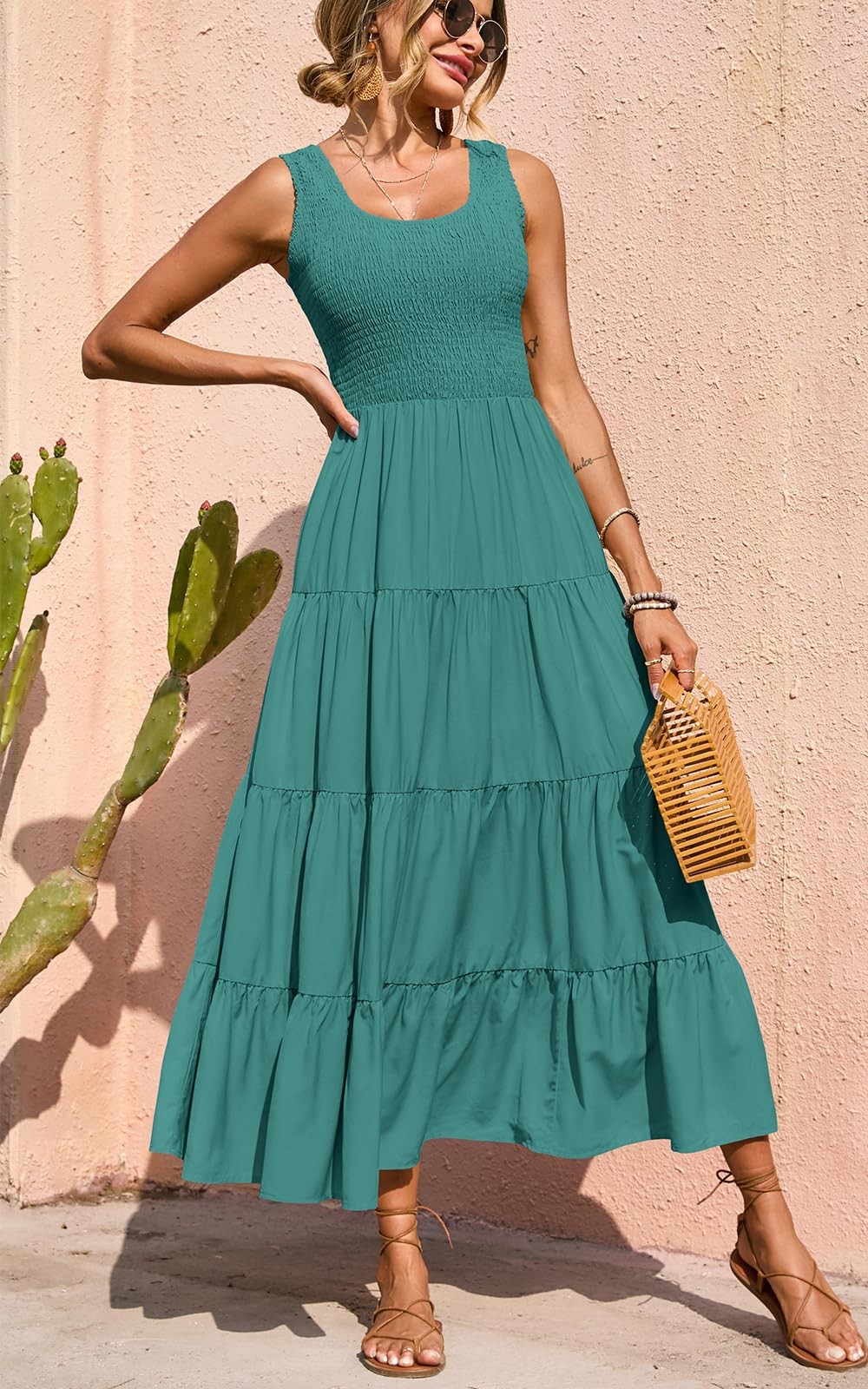 PRETTYGARDEN Sleeveless Flowy Spring Wedding Guest Dresses Women Long Small