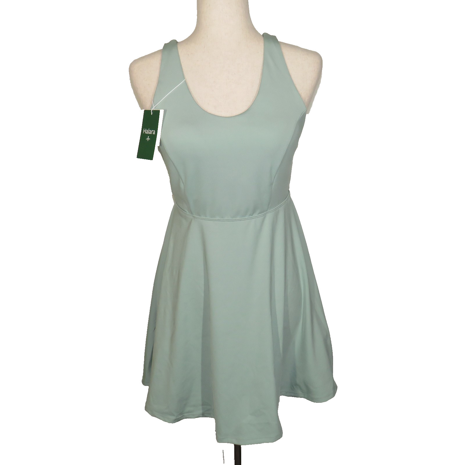 Halara Pale Green Strappy Backless Padded Mini Dress + Shorts Size Medium