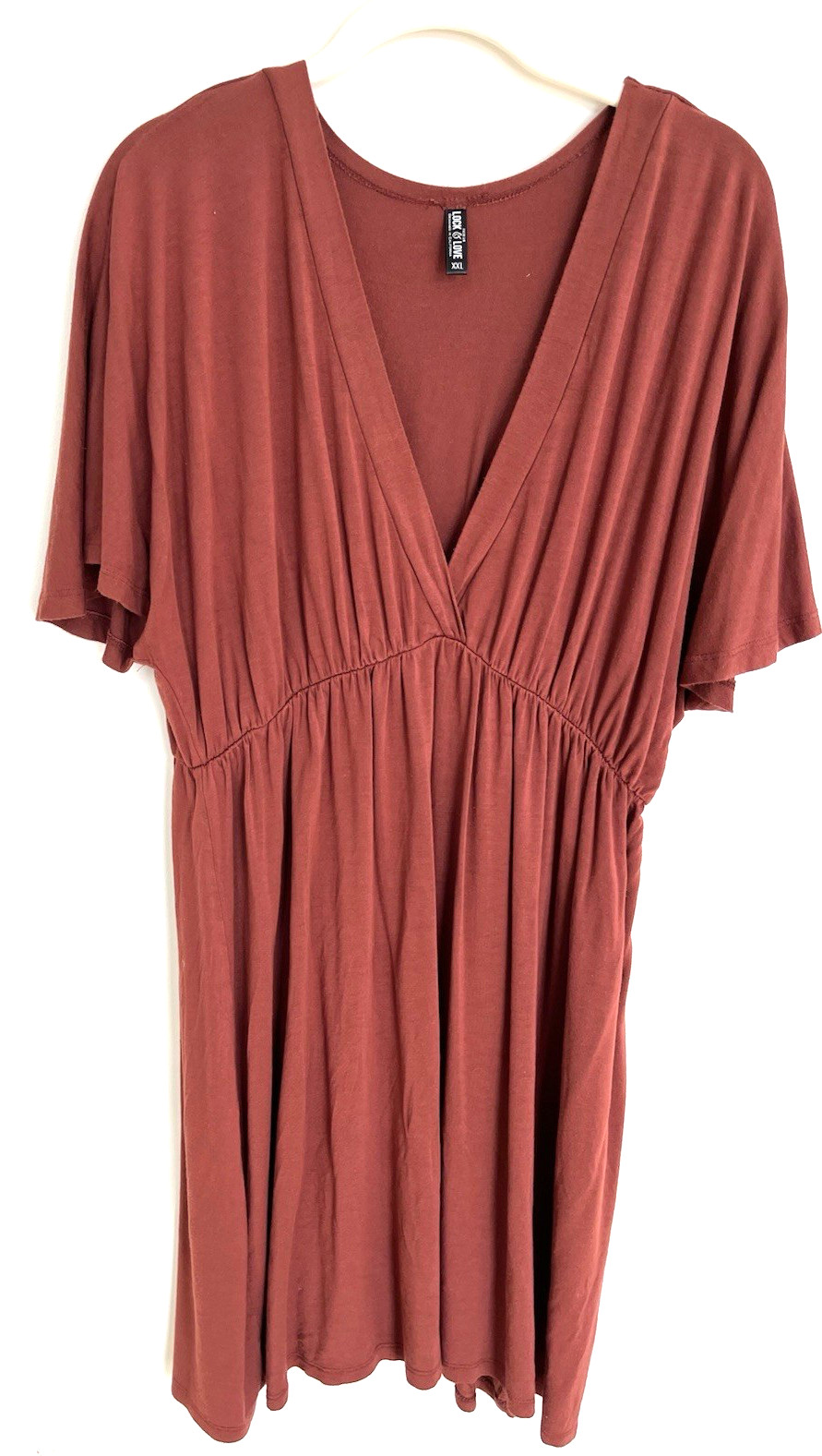 Lock & Love Women’s XXL Batwing Kimono Style V-Neck Rust Sundress Coverup