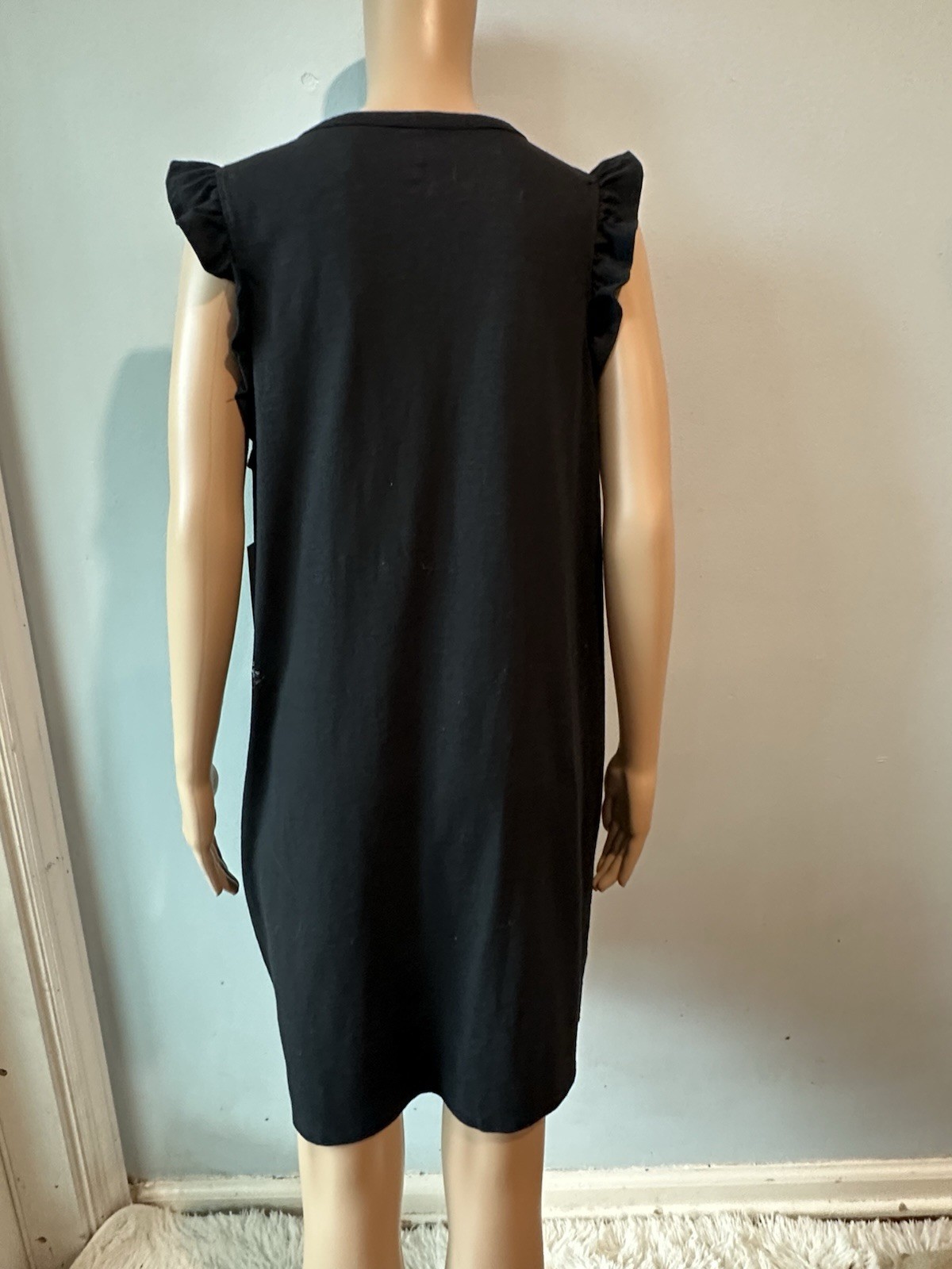 Sonoma Goods For Life black knit shift dress ruffle flutter sleeve Size L