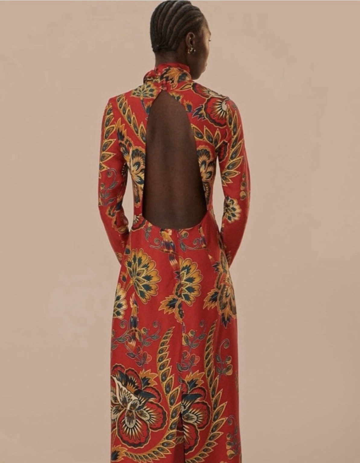 Farm Rio Red Maxi Floral Cutout LENZING™ ECOVERO™ Viscose Midi Dress
