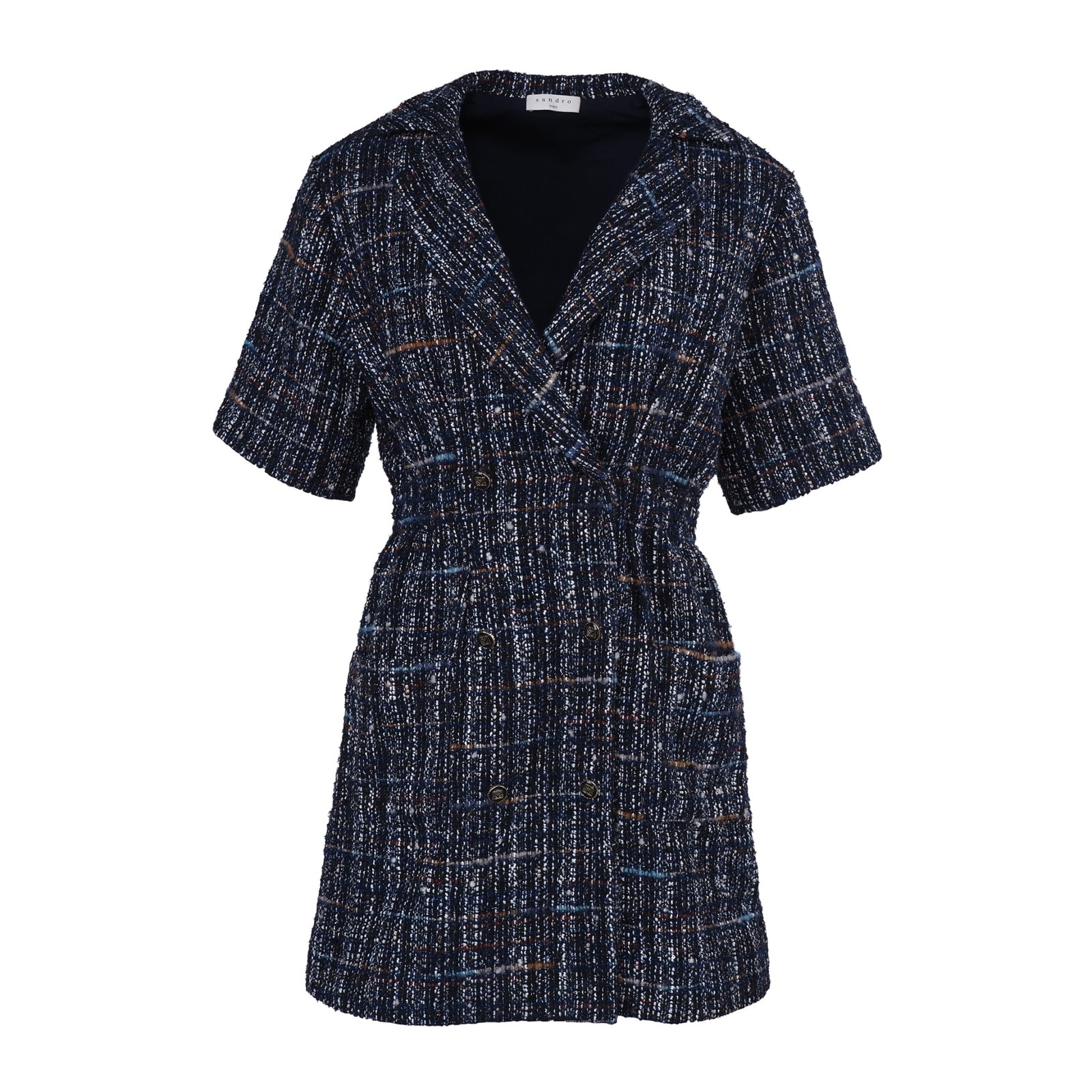 Sandro dress multi-colored tweed size 36 women’s short sleeve shift dress mini SFPRO02051