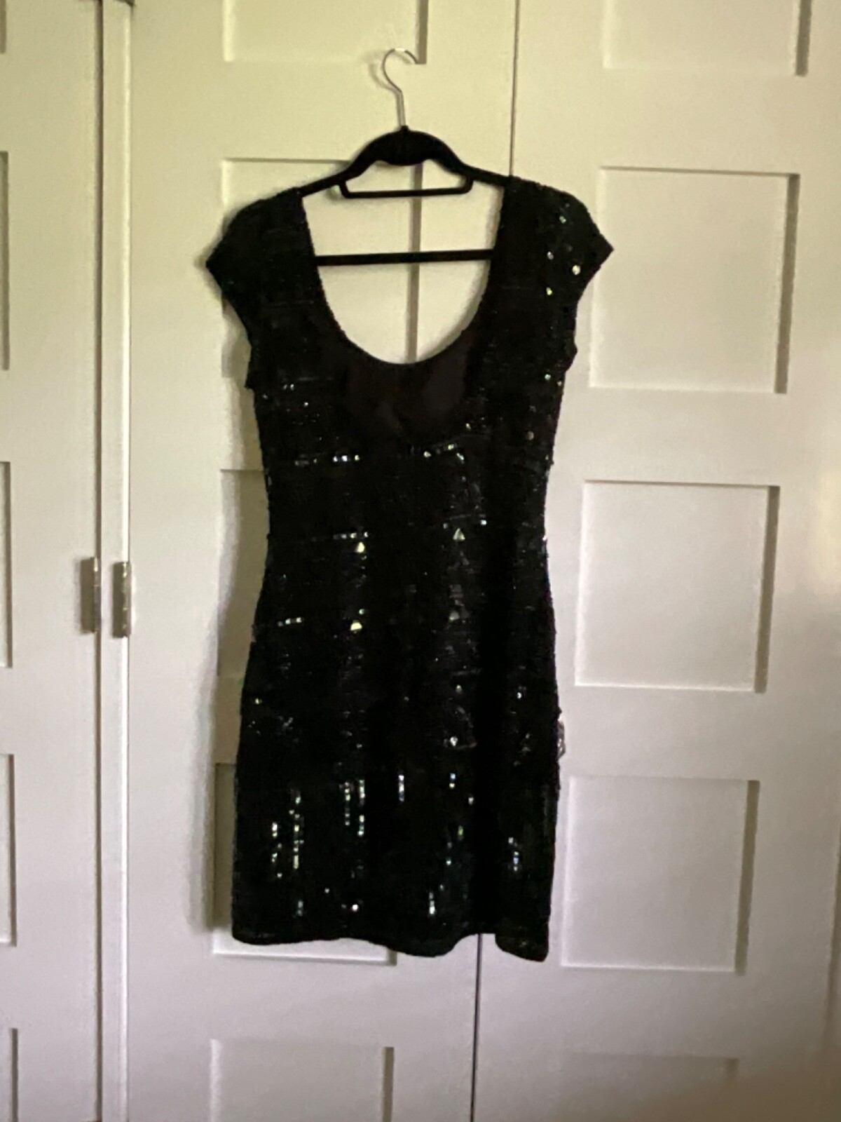 Women’s Dress, Black Sequence, Silk, Size 8, Scala