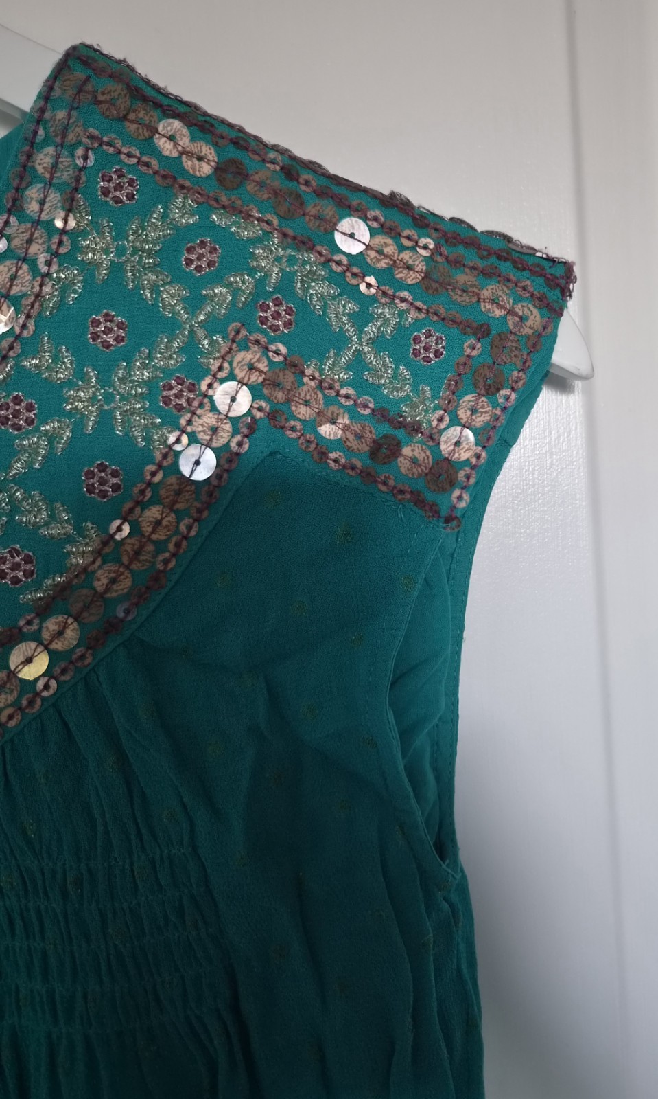 Monsoon Summer Dress Decorative Sequins and Embroidery Viscose Size S