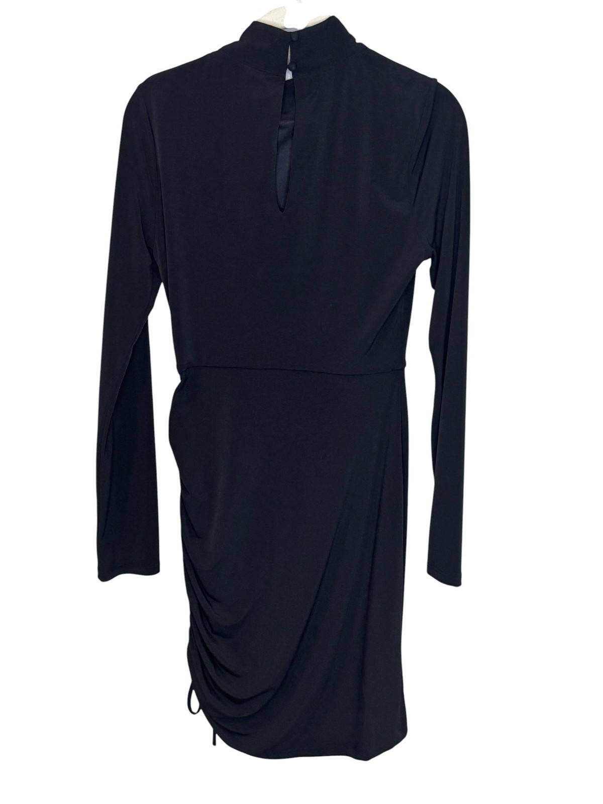 Privacy Please Page Mini Dress Medium Black Ruched Mock Neck Long Sleeve