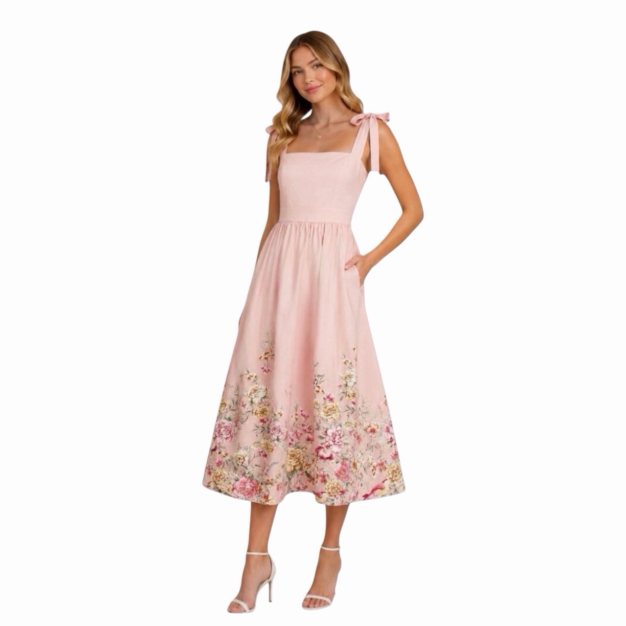 Joie Pink If Only Studio Floral Cotton Midi Dress Size Large L NWT