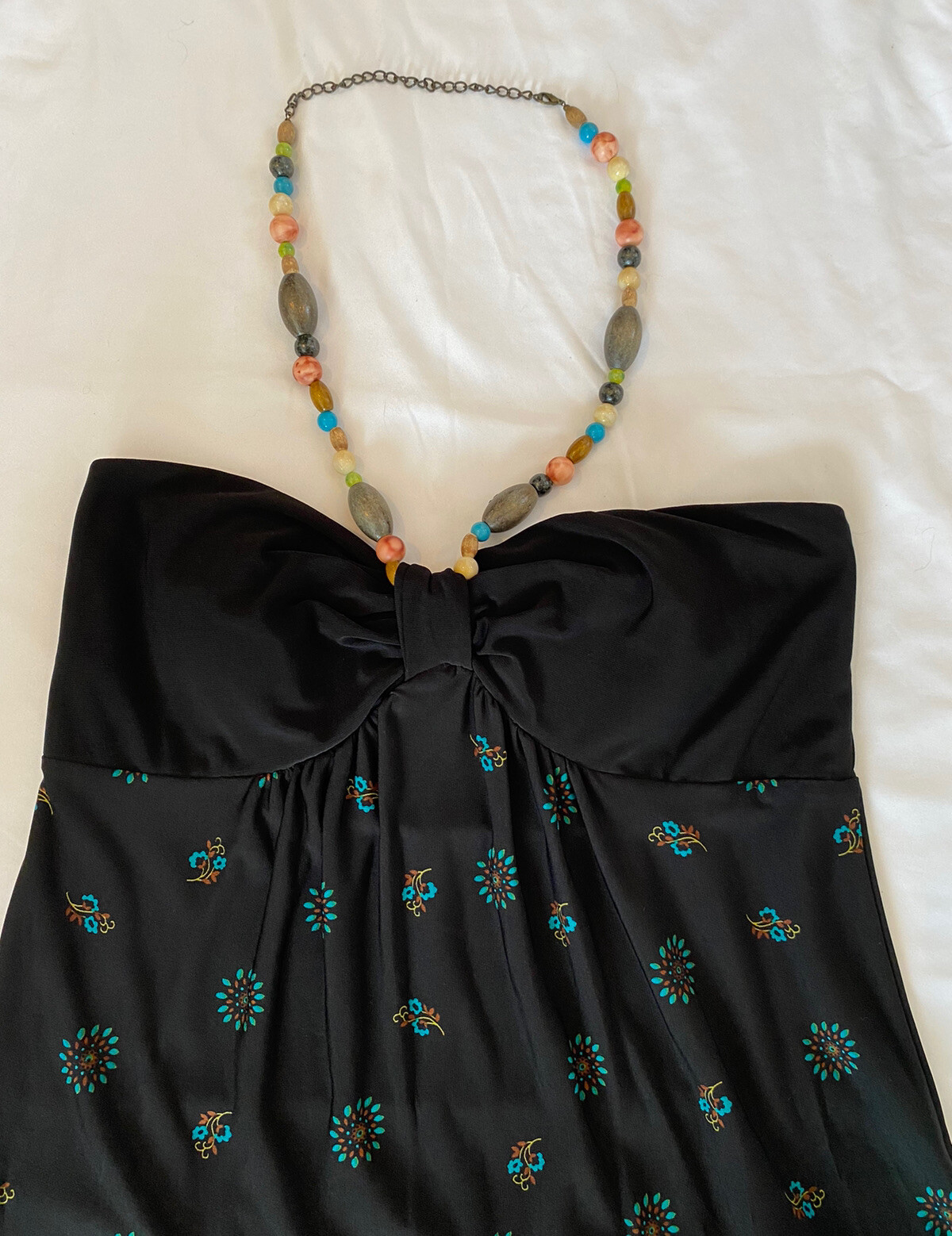 MSK Black Multicolor Floral Print Maxi Dress Sleeveless Size Medium