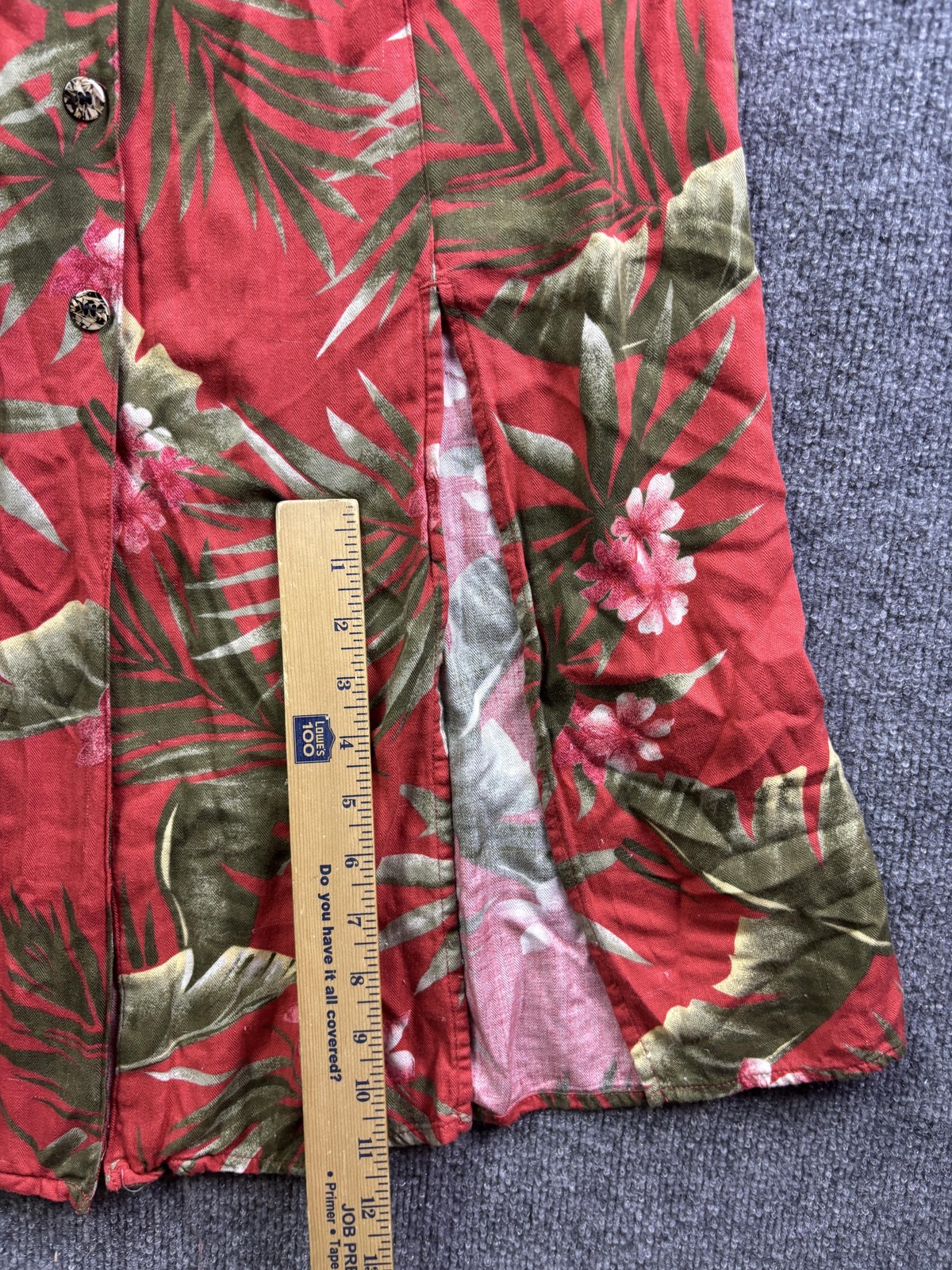 Bahama Beach Dress Womens Small Red Tropical Floral Button Front Midi Sundress