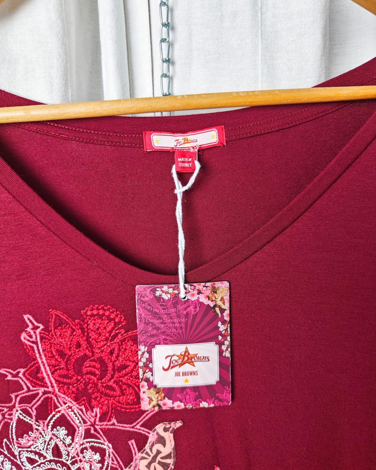Joe Browns Boho Tiered Tunic Dress Embroidered Maroon Plus Size