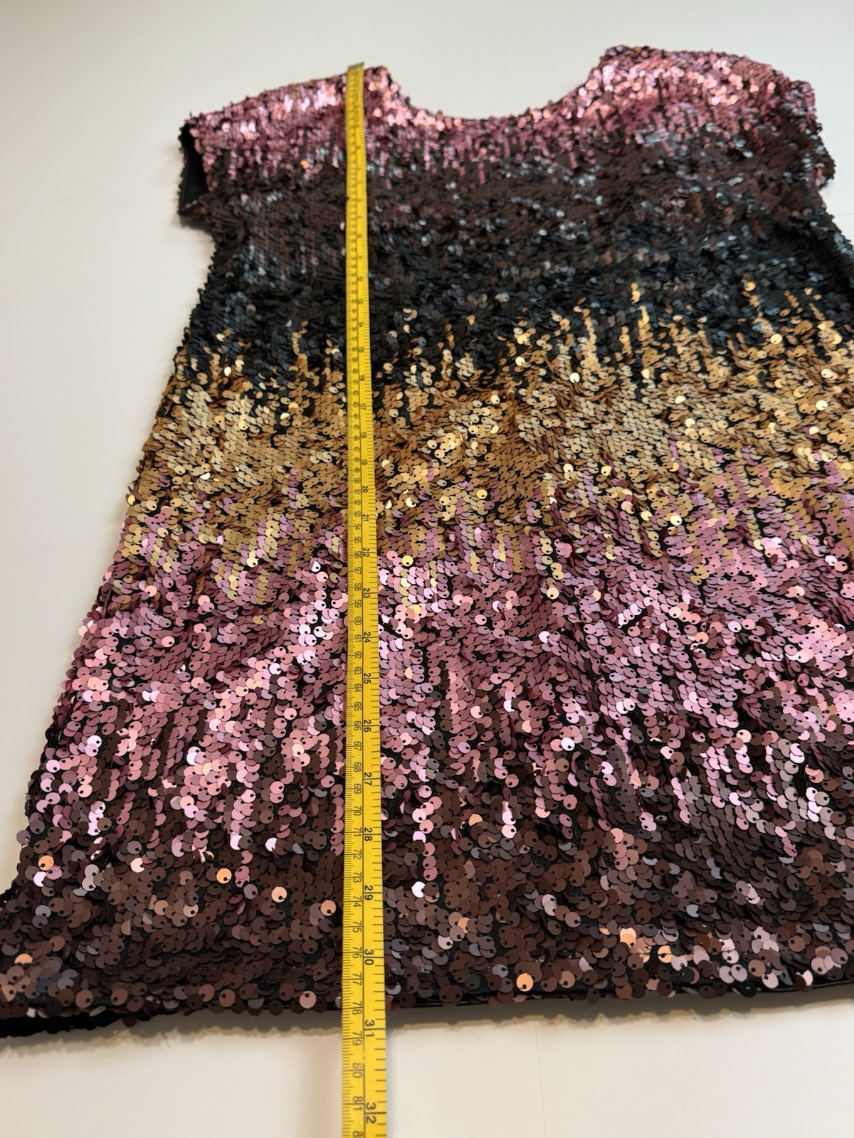 Tobi Shine Me Up Sequin Relaxed Mini Dress Size Small Pink Black Gold NWT