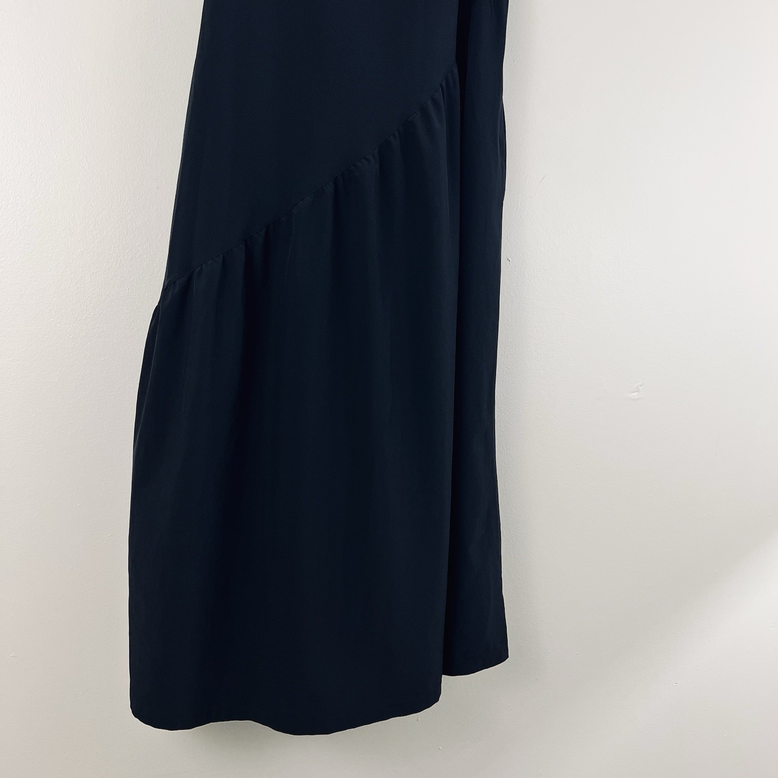 Smartwool Asymmetrical Ruffle Merino Wool Blend Dress Black Midi Size Small