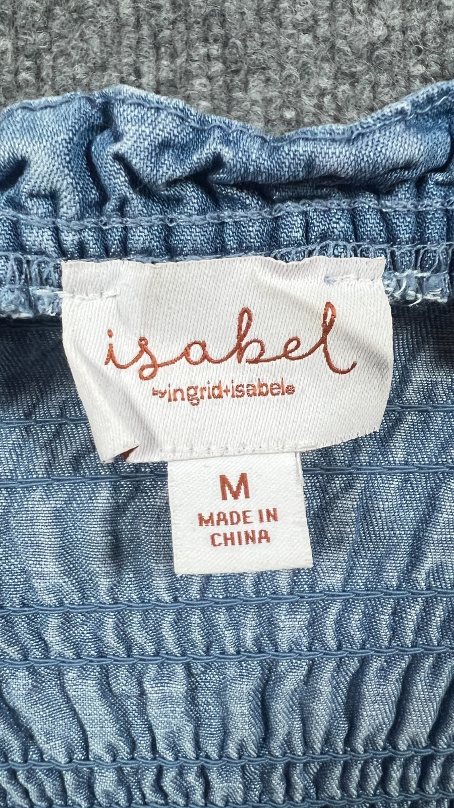 Isabel Maternity By Ingrid & Isabel Maxi Dress Womens M Blue Chambray Smocked