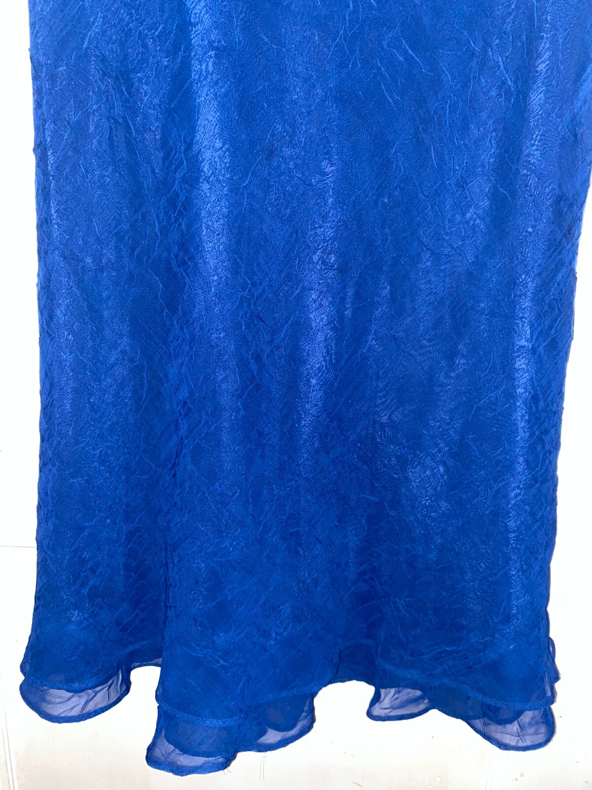 KARIN STEVENS Dress Royal Blue Lined Ruffles Size 8 Whimsical elegant feminine