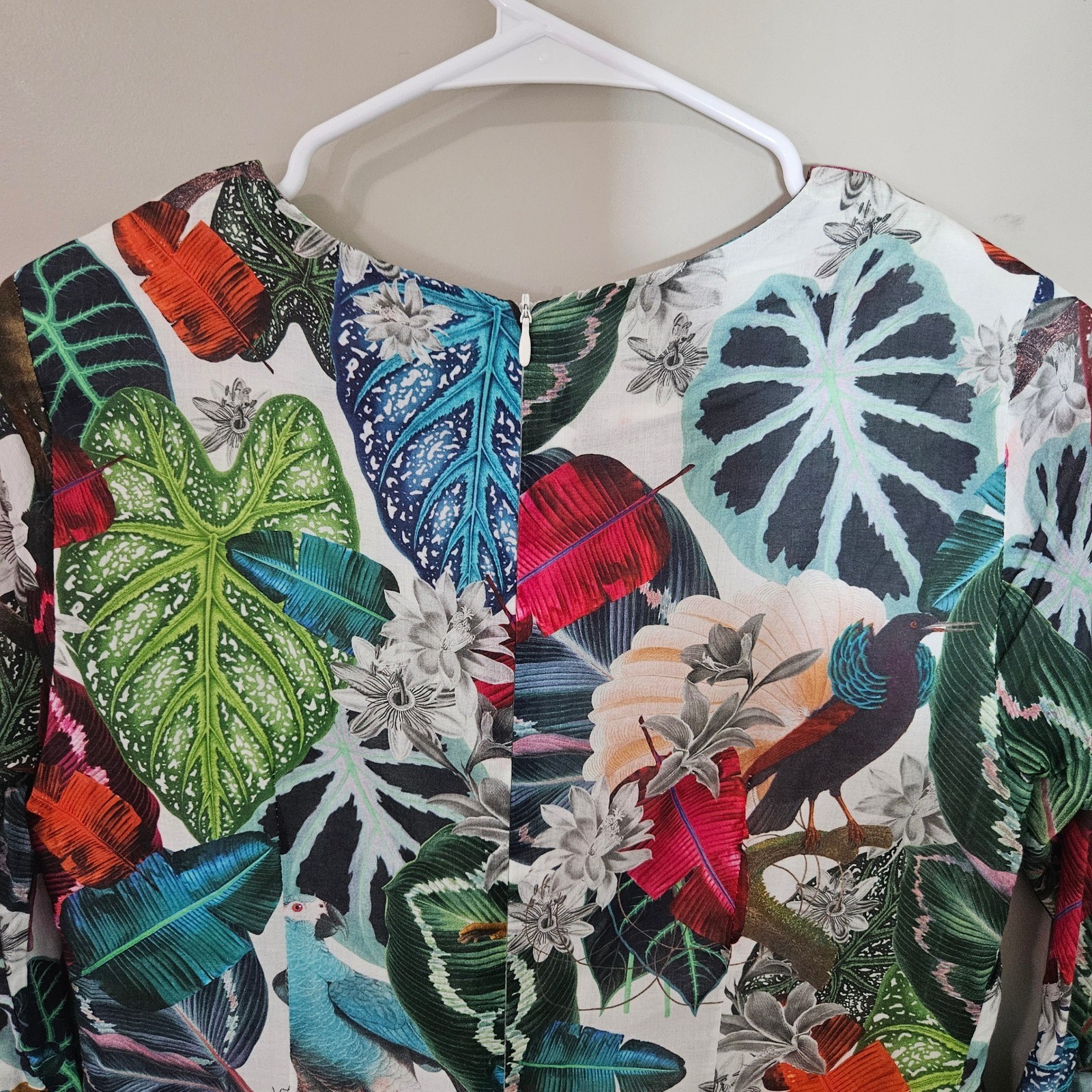 Vilagallo Tropical Monkey Bird Print Cotton Shift Dress Made in Spain Size 36