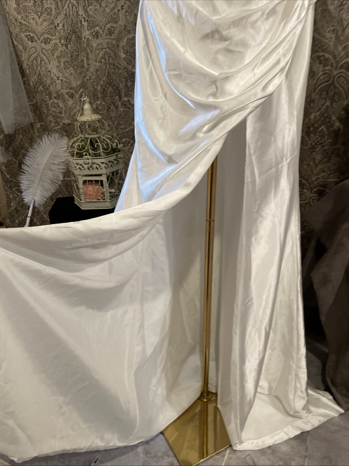 MU XiANGCHEN White Dress Long Corset Back Off The Sleeve Size 14