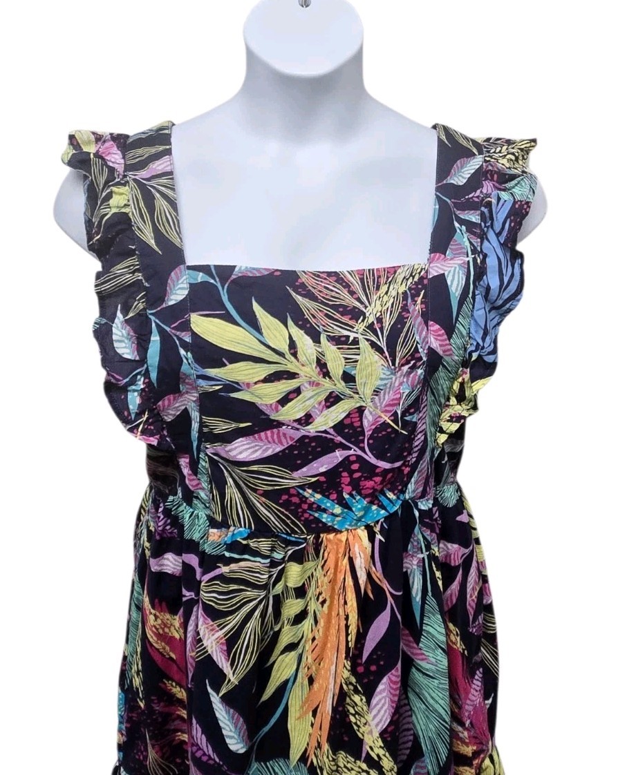 Beach Lunch Lounge Size Large Tropical Print Tiered Sundress Casual Vacation