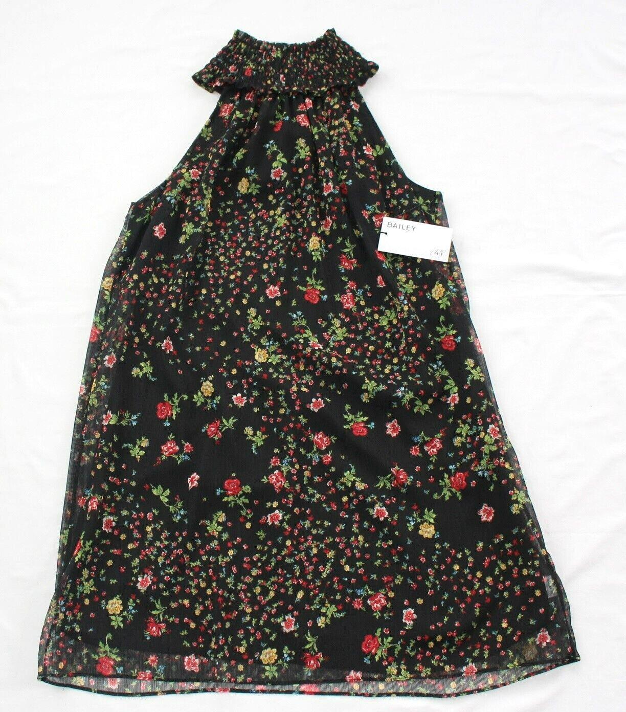 $248 New BAILEY44 Dress BLACK Women’s Large L Floral Flowers IRINA Made in USA