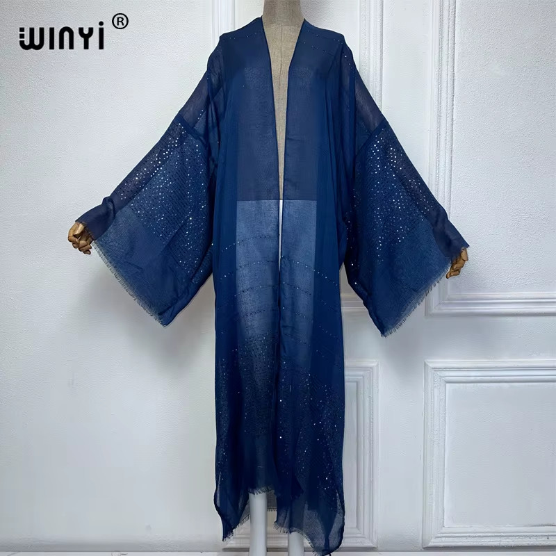 2023 Women Bohemian Gold Thread Monochrome Elegant Casual Dress African Cardigan