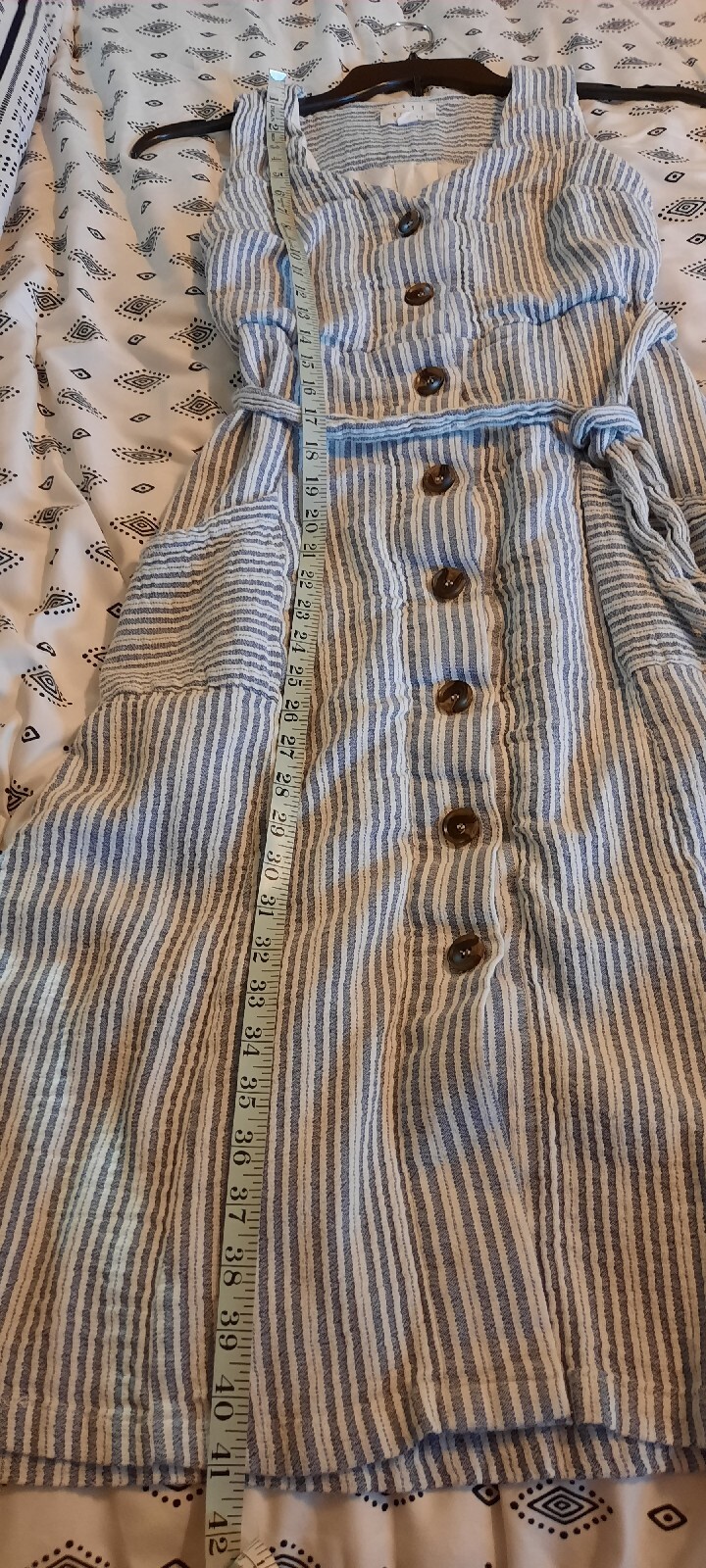 Lost + Wander Womens Full Button Front Midi Dress Size M Pinstripe Pockets