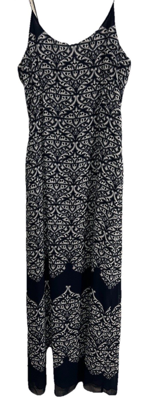 Ana Dress L Navy Blue Silky Boho Hippy Lightweight Lined Maxi Women’s Size Large