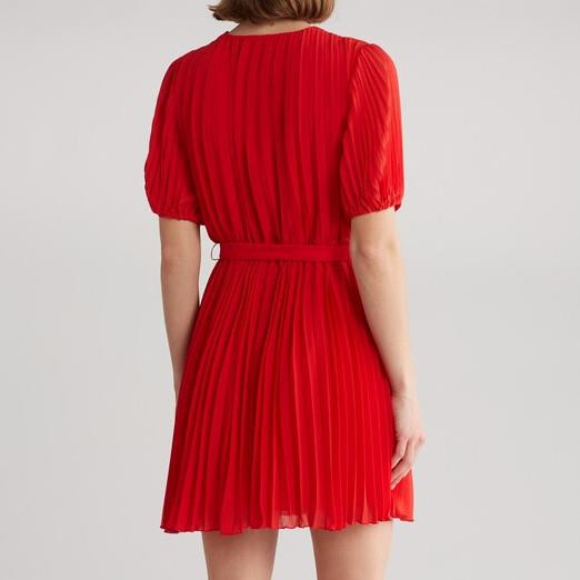 Sam Edelman Elbow Sleeve Pleated Mini Dress 12 *Red* NWT! MSRP $128