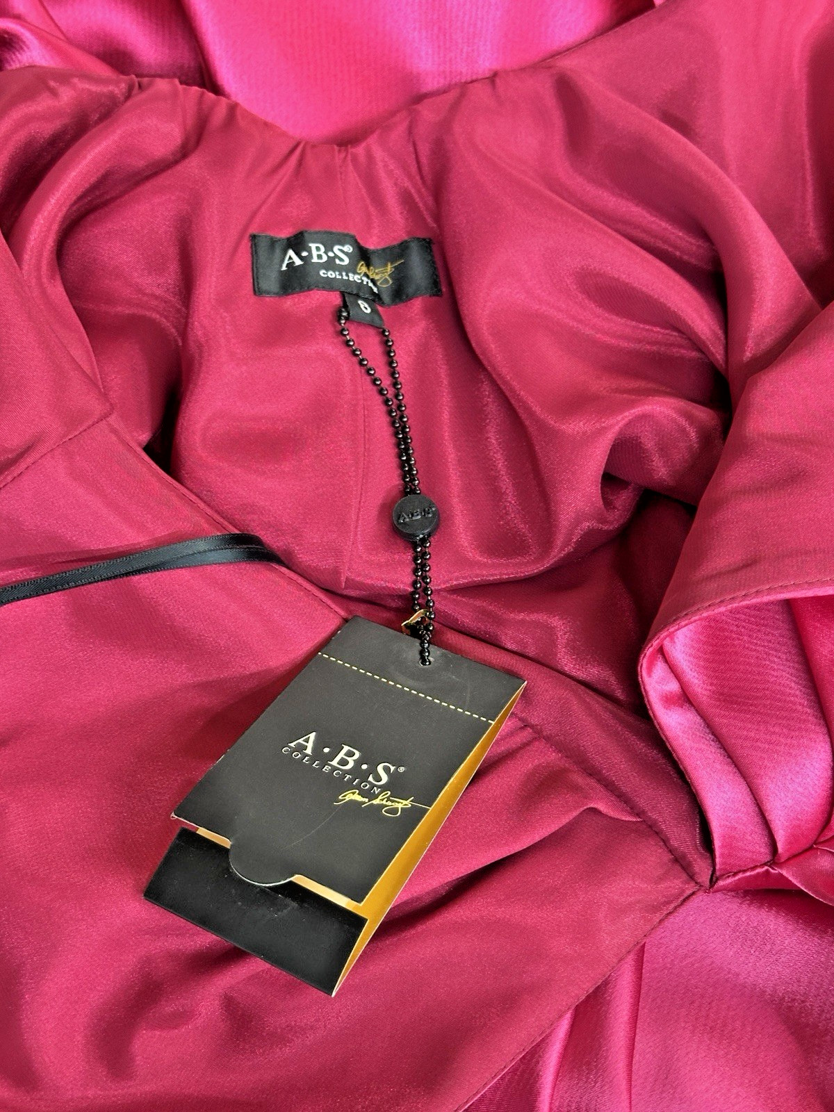 A.B.S Collection Allen Schwartz Bubble Dress Size 8 Satin Low Back Raspberry NWT