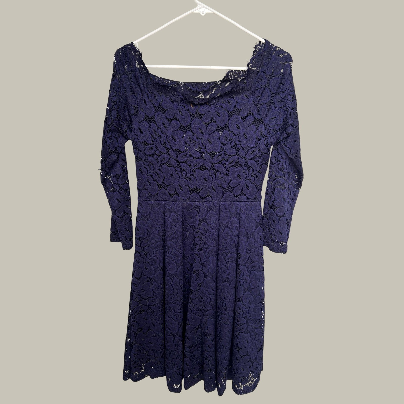 Missmay Lace Dress Womens M Navy Blue A-Line Knee Length Party Wedding Elegant