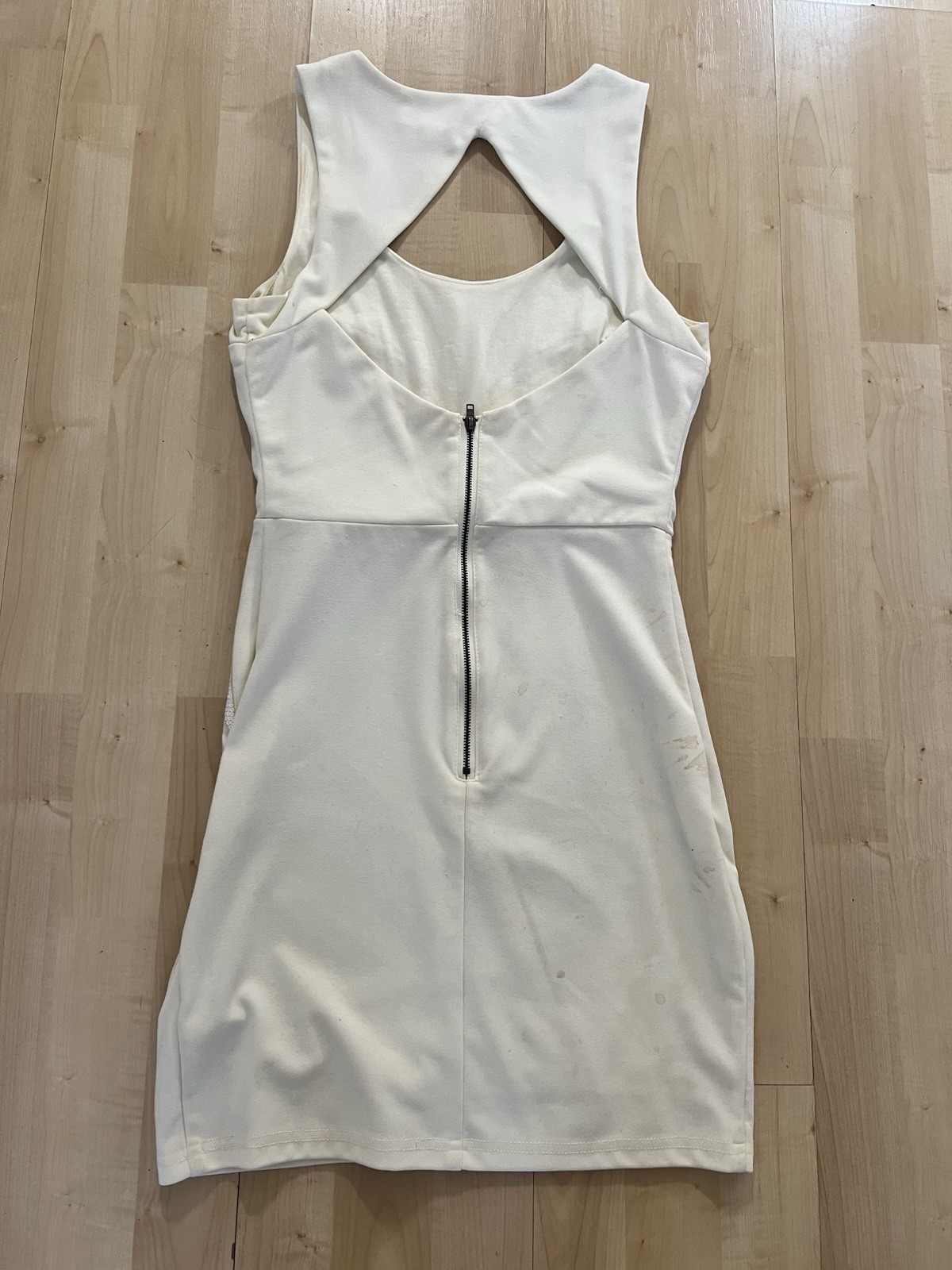 En Creme Sleeveless Cutout Sequin Bodycon Dress Womens Small Stretch White Cream