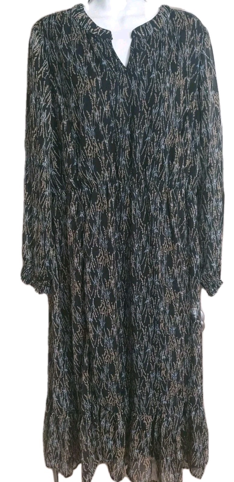 Sweet Magnolia LARGE Ruffle Dress Boho Country POLY Lined Black NEW