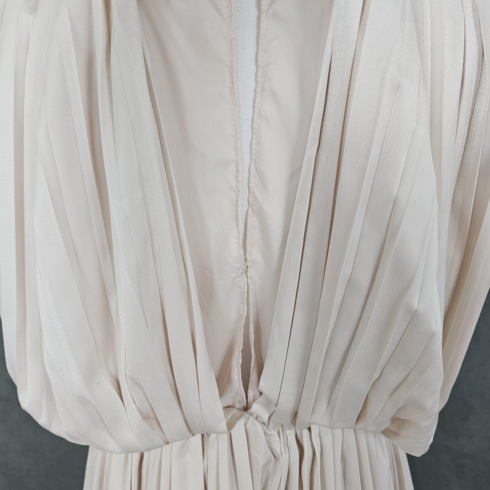 Hausen Dress Womens Medium Beige Pleated Sleeveless Blouson Mini Party Dressy