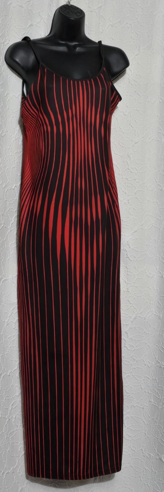 SHEIN Red & Brown Print Bodycon Spaghetti Strap Low Back Maxi Dress Sz M