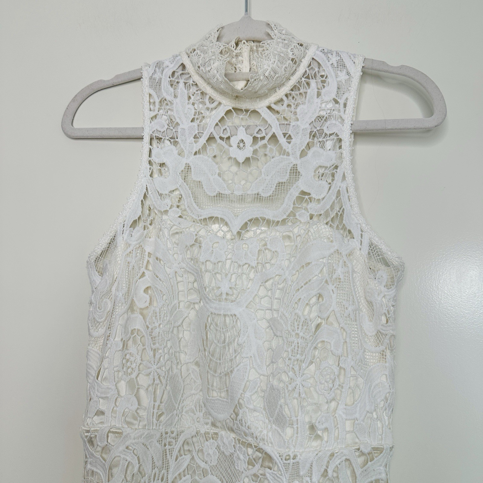 Spell Bride Edie Lace Maxi Gown Size XS High Neck Open Back Bridal Dress Train