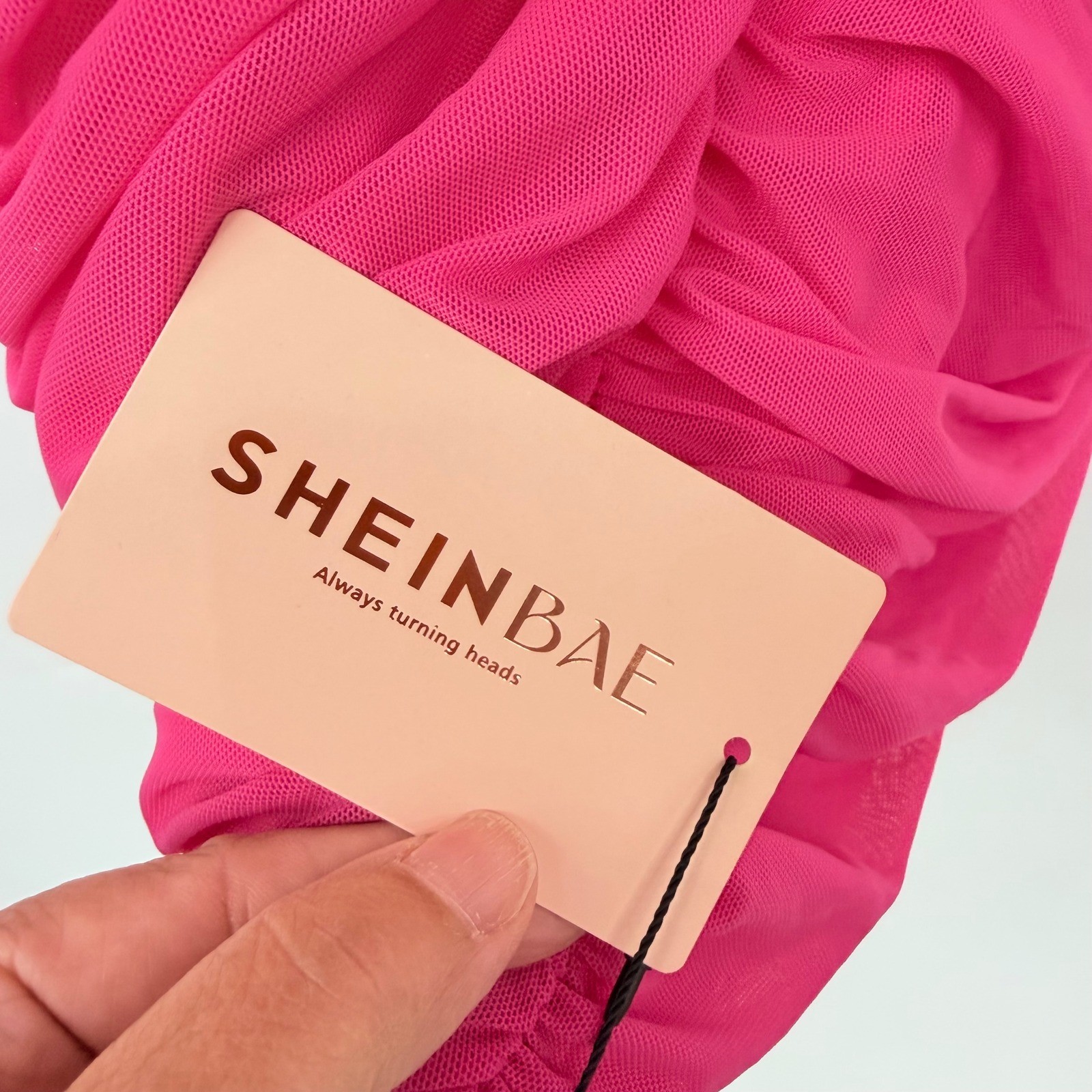 SHEINBAE Plus Ruched Mesh Off Shoulder Bodycon Mini Dress Womens 0XL Hot Pink