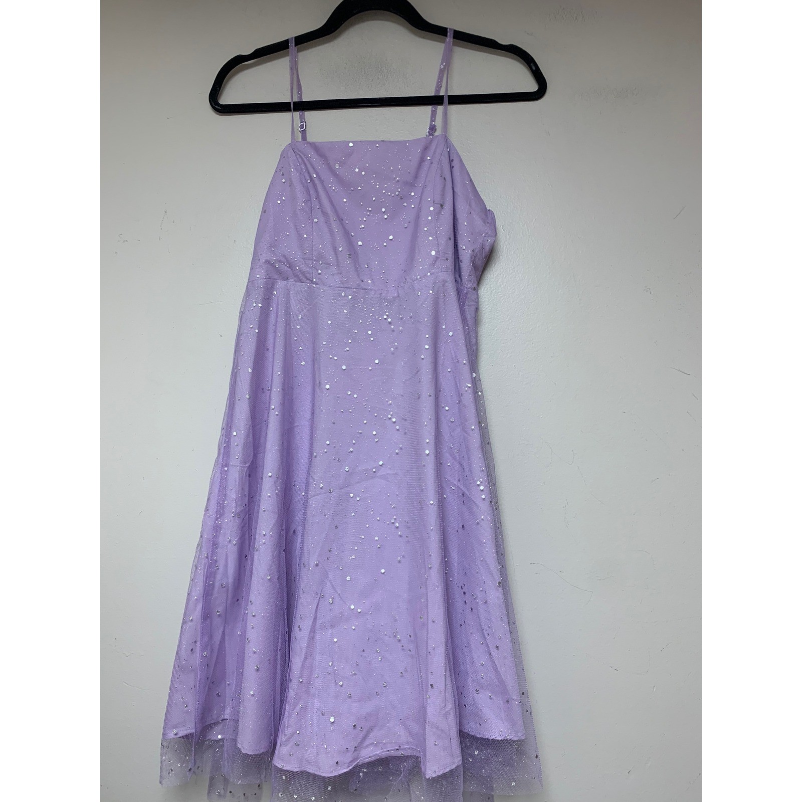 JJ’s House Cocktail Dress Women Medium Purple NEW Glitter Tulle Back Bow 12281