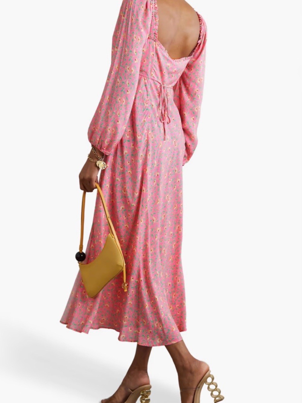 RIXO Olimani tie-detailed floral-print crepe de chine midi