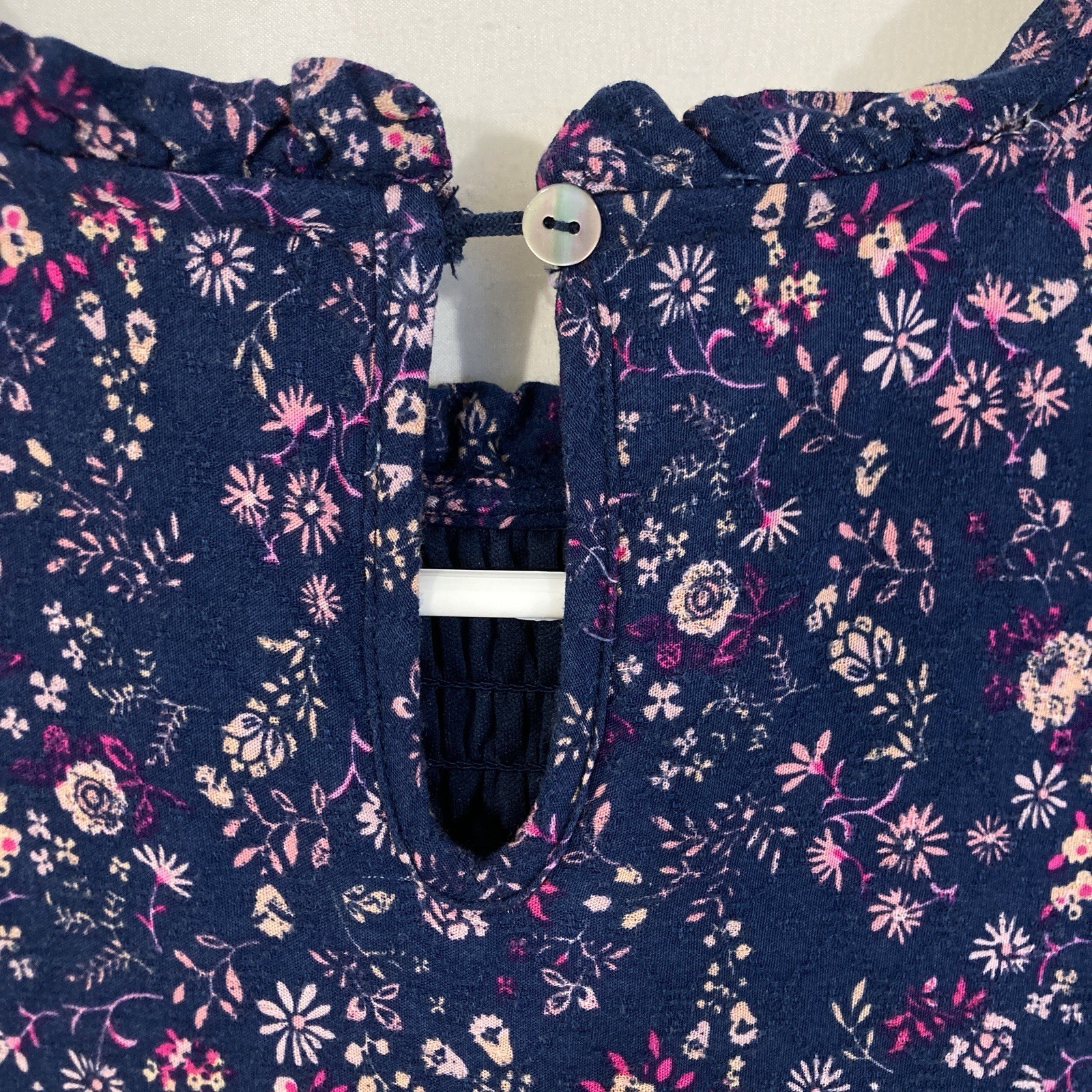 Penelope Rose Drop Waist Prairie Cottage Ditsy Floral Smocked Navy Dress Women S
