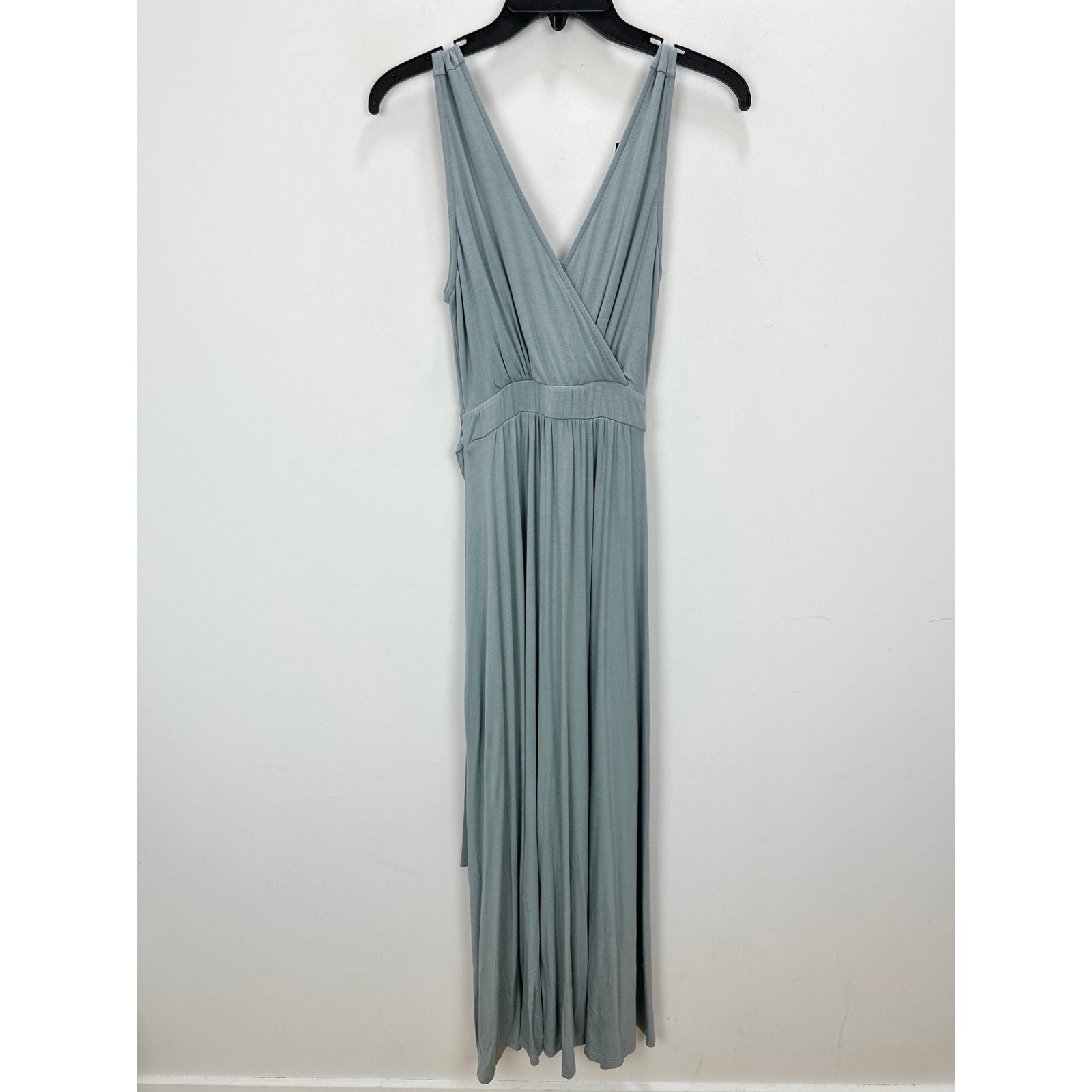 Lulus Surplice Stretch Jersey Knit Maxi Dress Side Slit Dusty Mint XS NWT