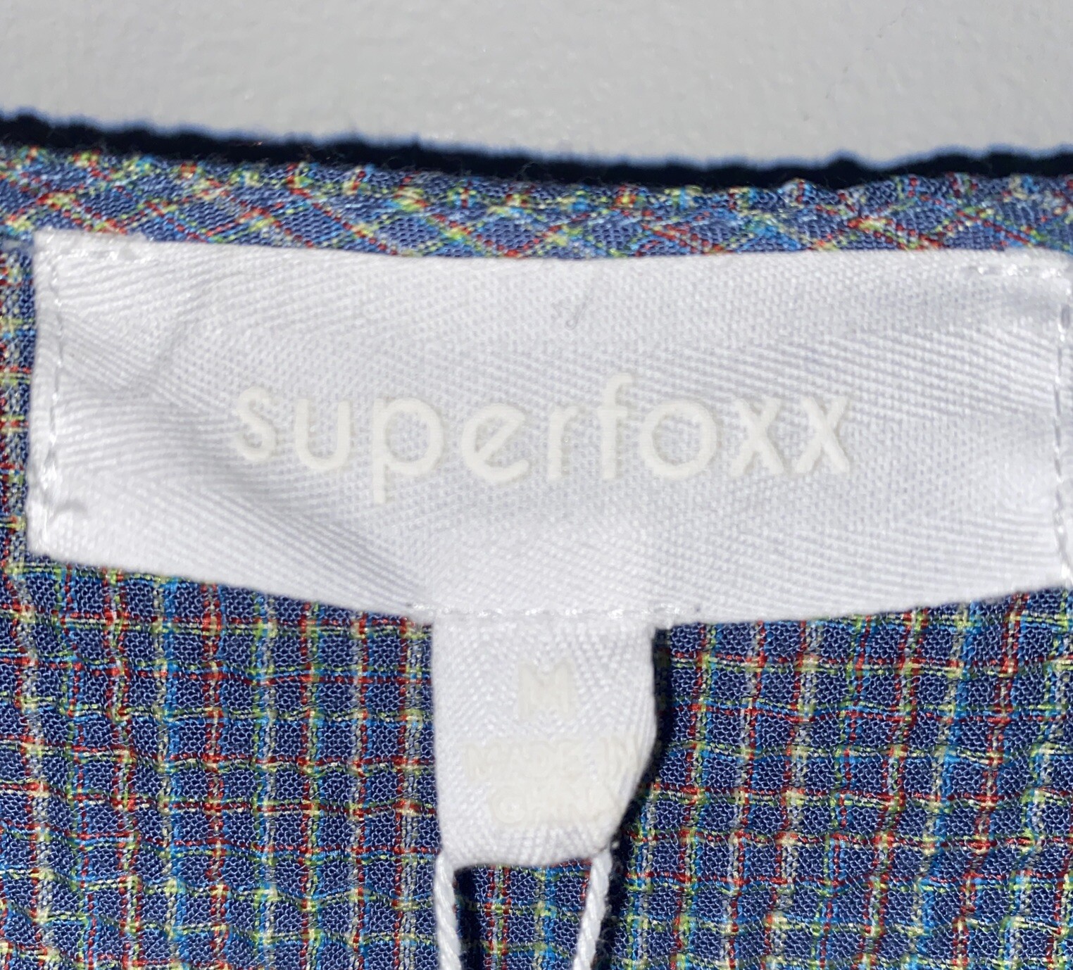 Superfoxx Dress Blue Multicolor Texture Fabric Deep VNeck Hi Low Ruffle Hem