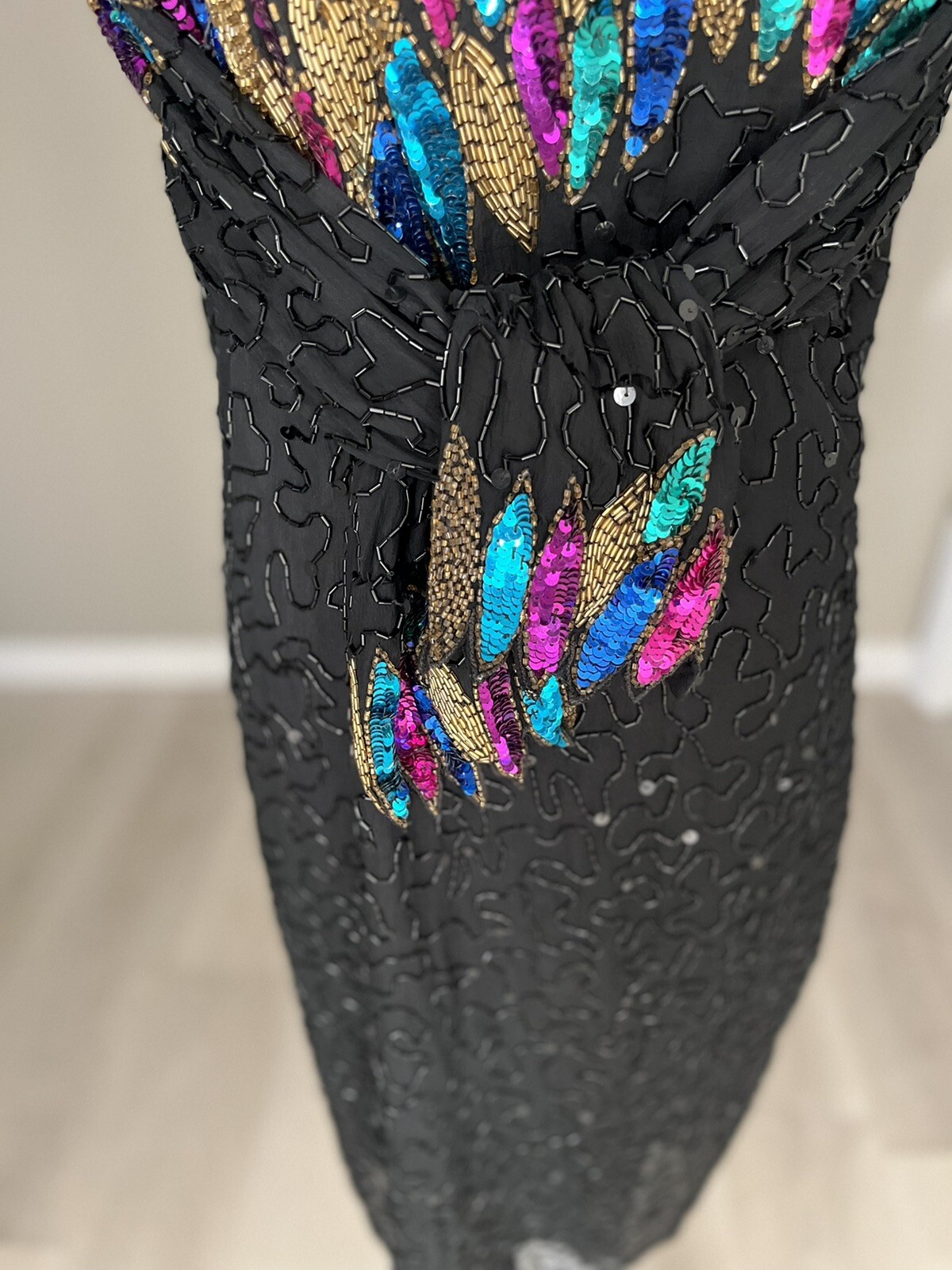 Creative Creations 100% Silk Sequined Long Sleeve Dress See Description