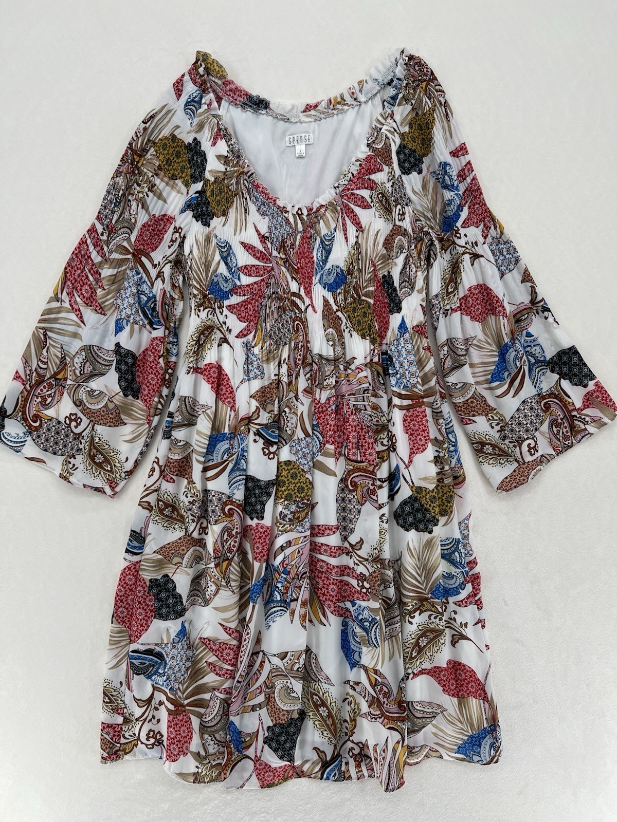 Spense Boho Paisley Peasant Dress Size 6 Bell Sleeve