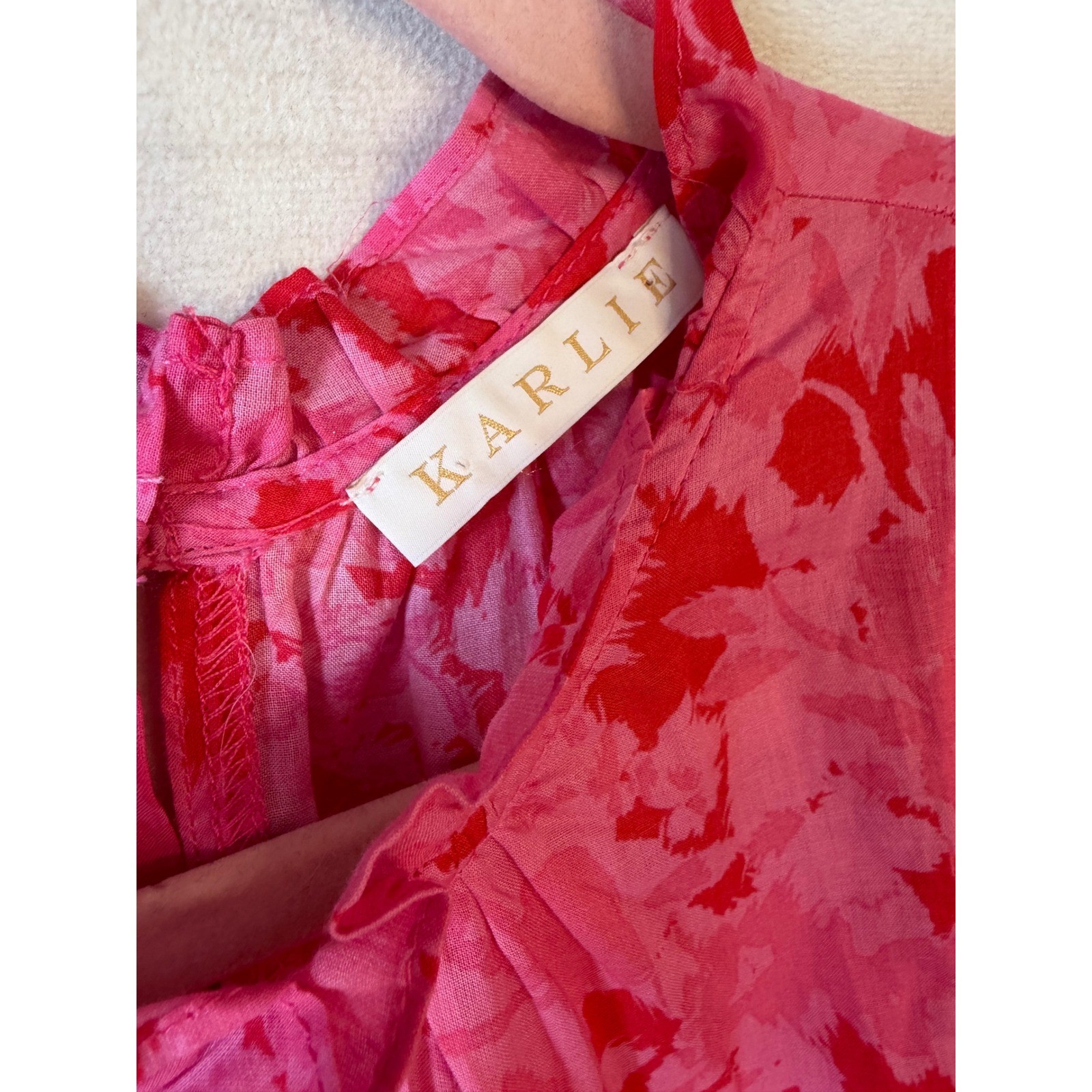 Karlie Pink Red Floral Tiered Flutter Sleeve Mini Dress K2104-144LDH-C Womens L