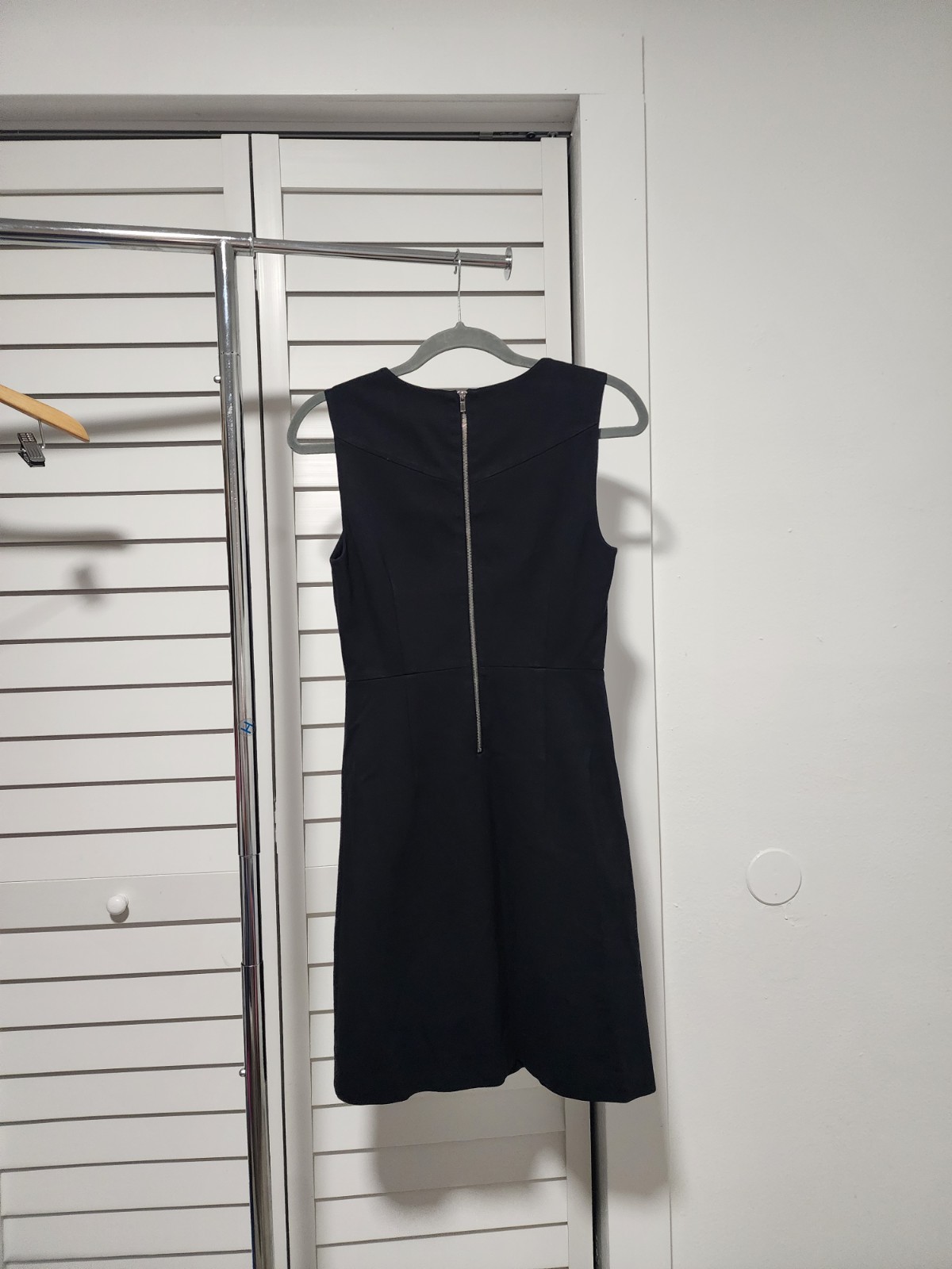 Diane von Furstenberg Black Solid A-Line Round Neck Knee Dress Zip Women 2