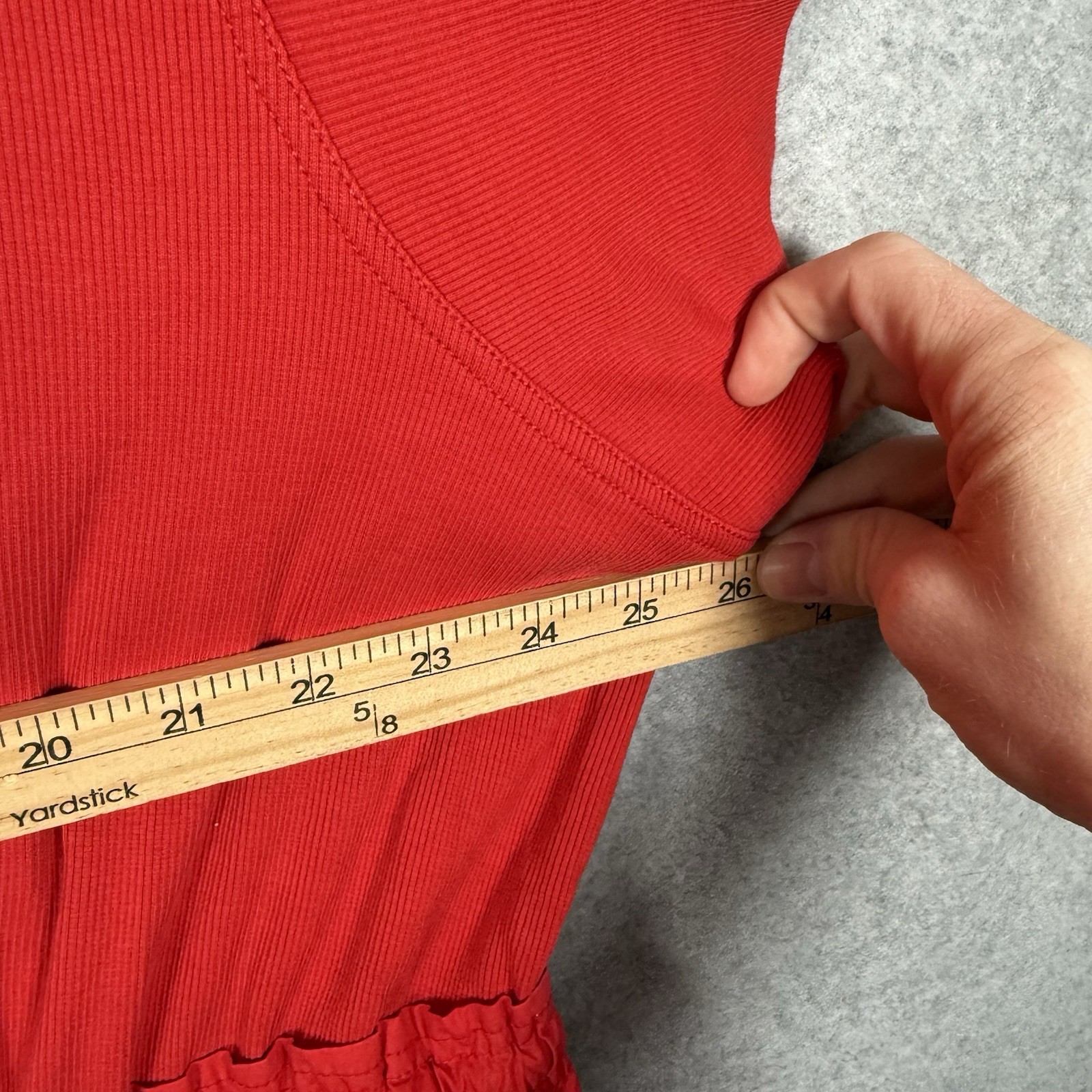 Daily Practice by Anthropologie Short-Sleeve Mini Dress Red Ribbed Tie 2X