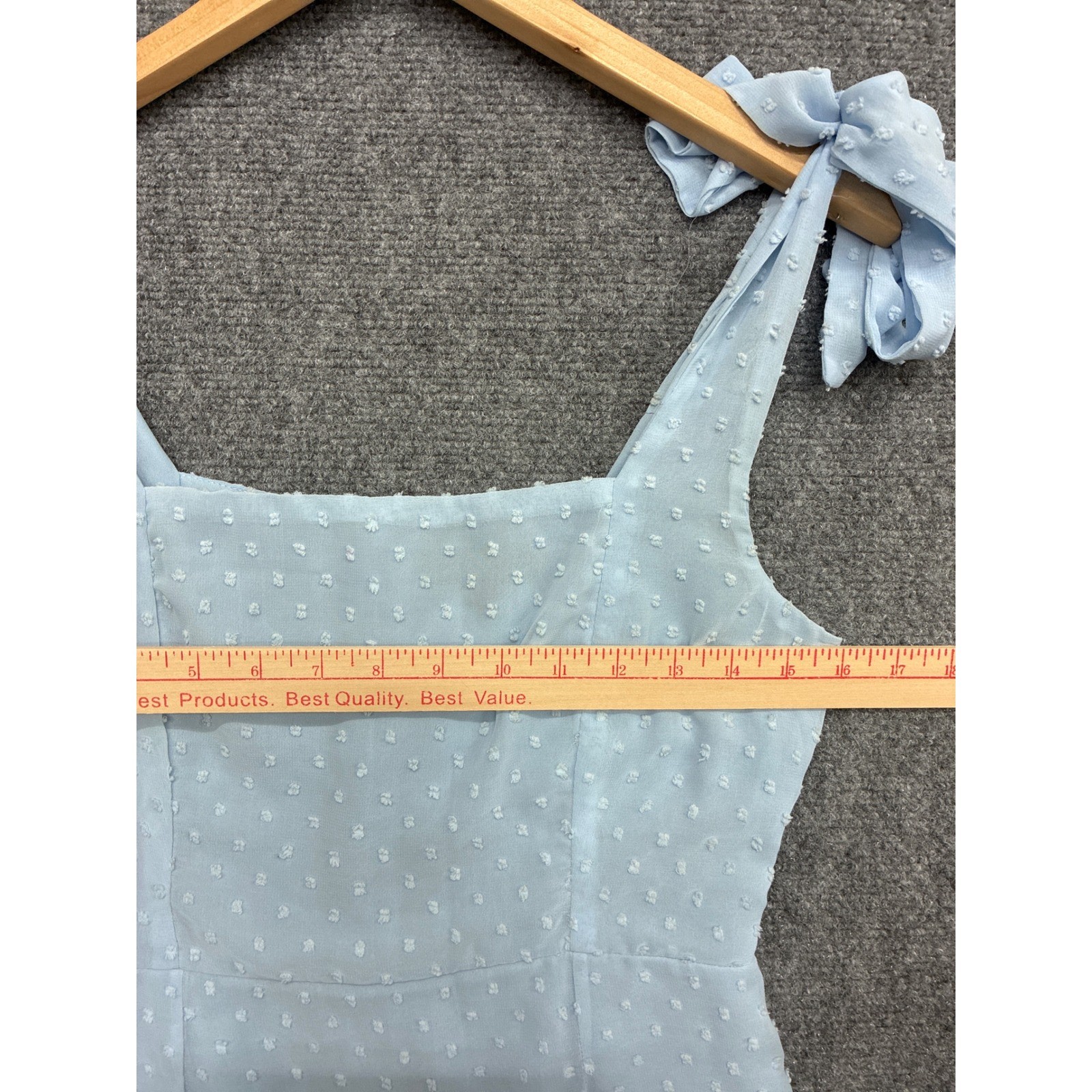 Lulus Light Blue Swiss Dot Tie-Strap Mermaid Midi Dress Small