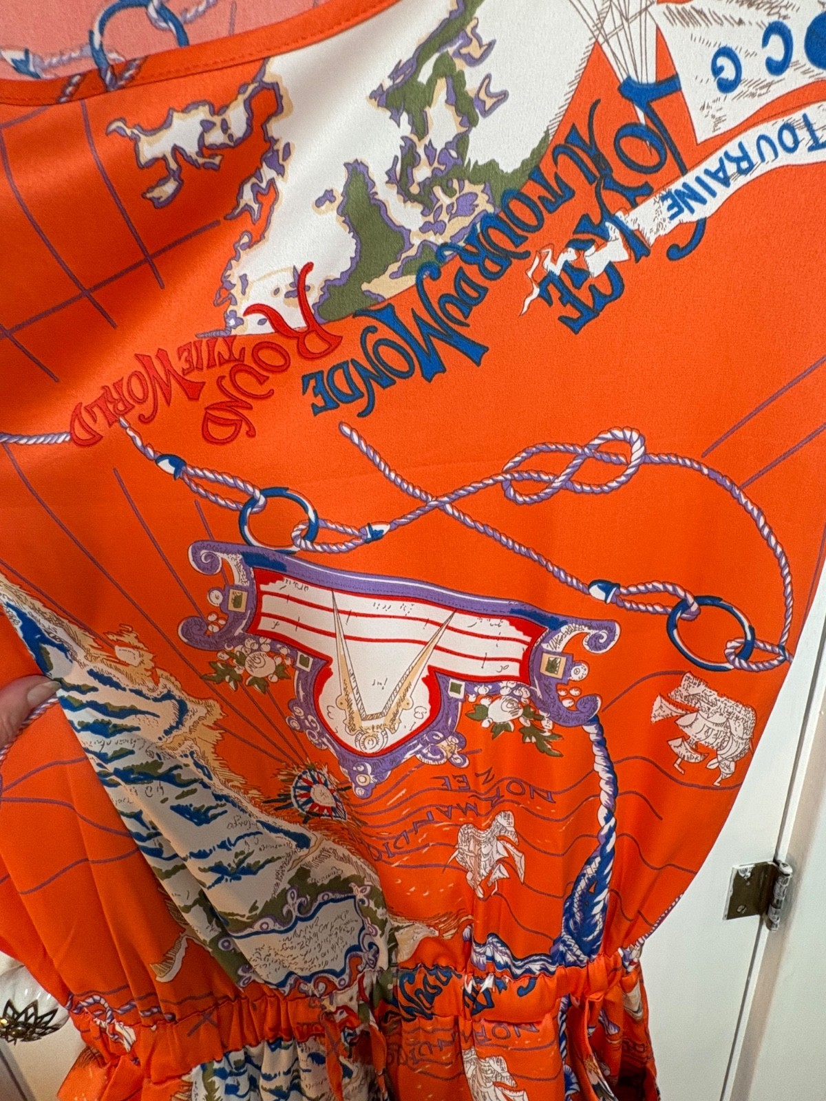 Want & Need Orange Nautical Map Graphic Print Double Sided Mini Dress XXL EUC